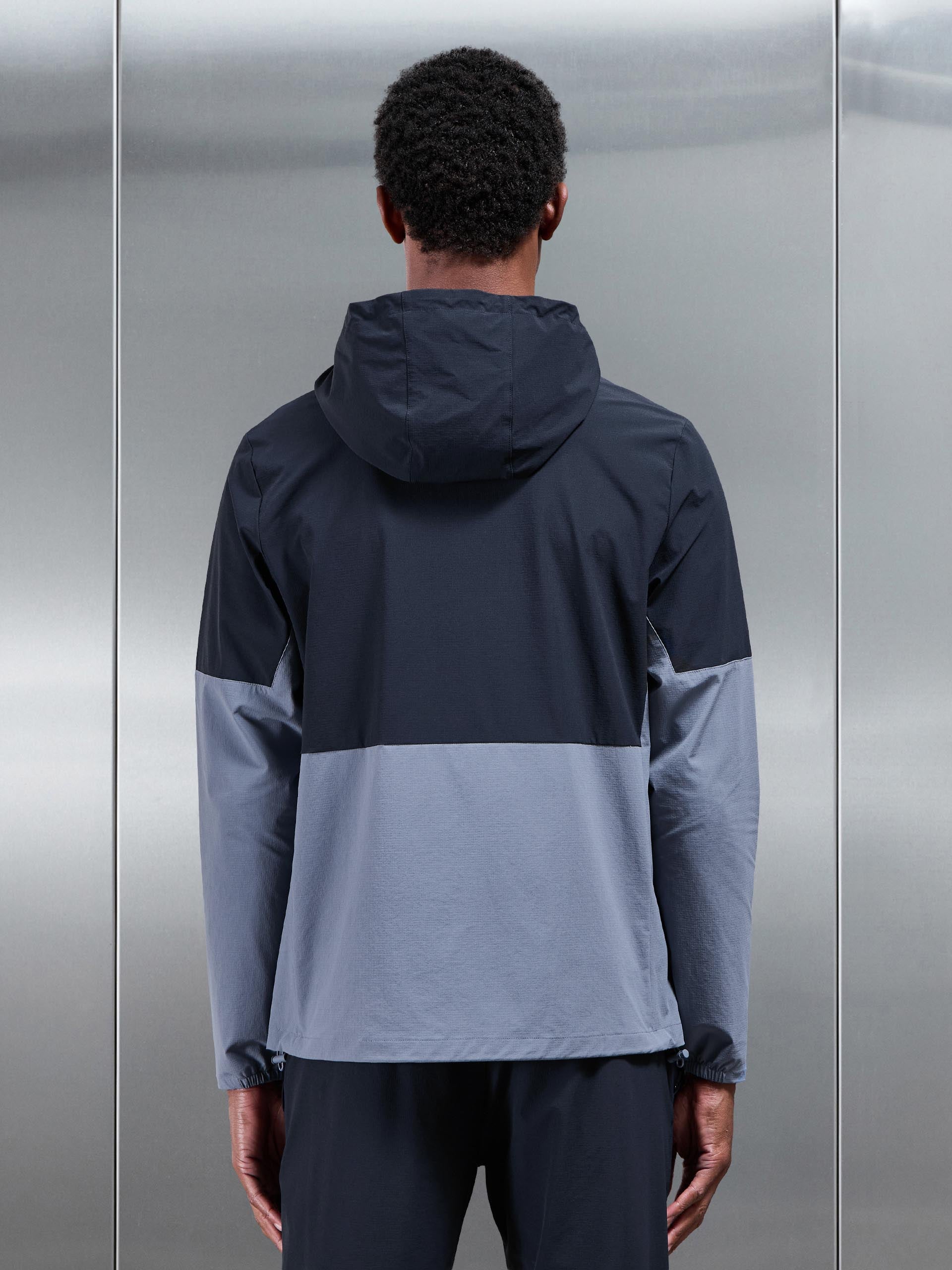 Mens Active Technical Colour Block Windbreaker in Navy Light Blue