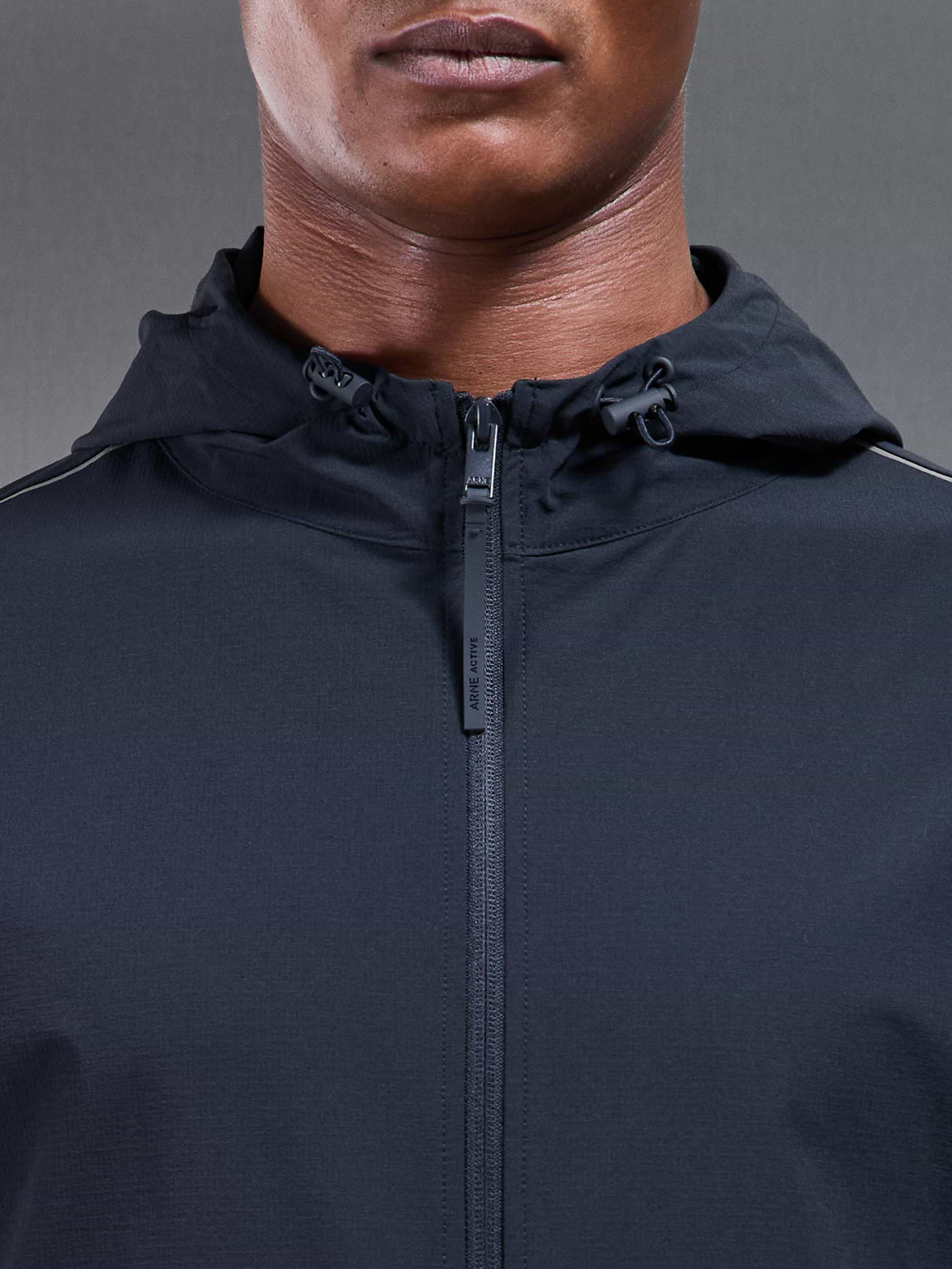 Active Technical Colour Block Windbreaker in Navy Light Blue