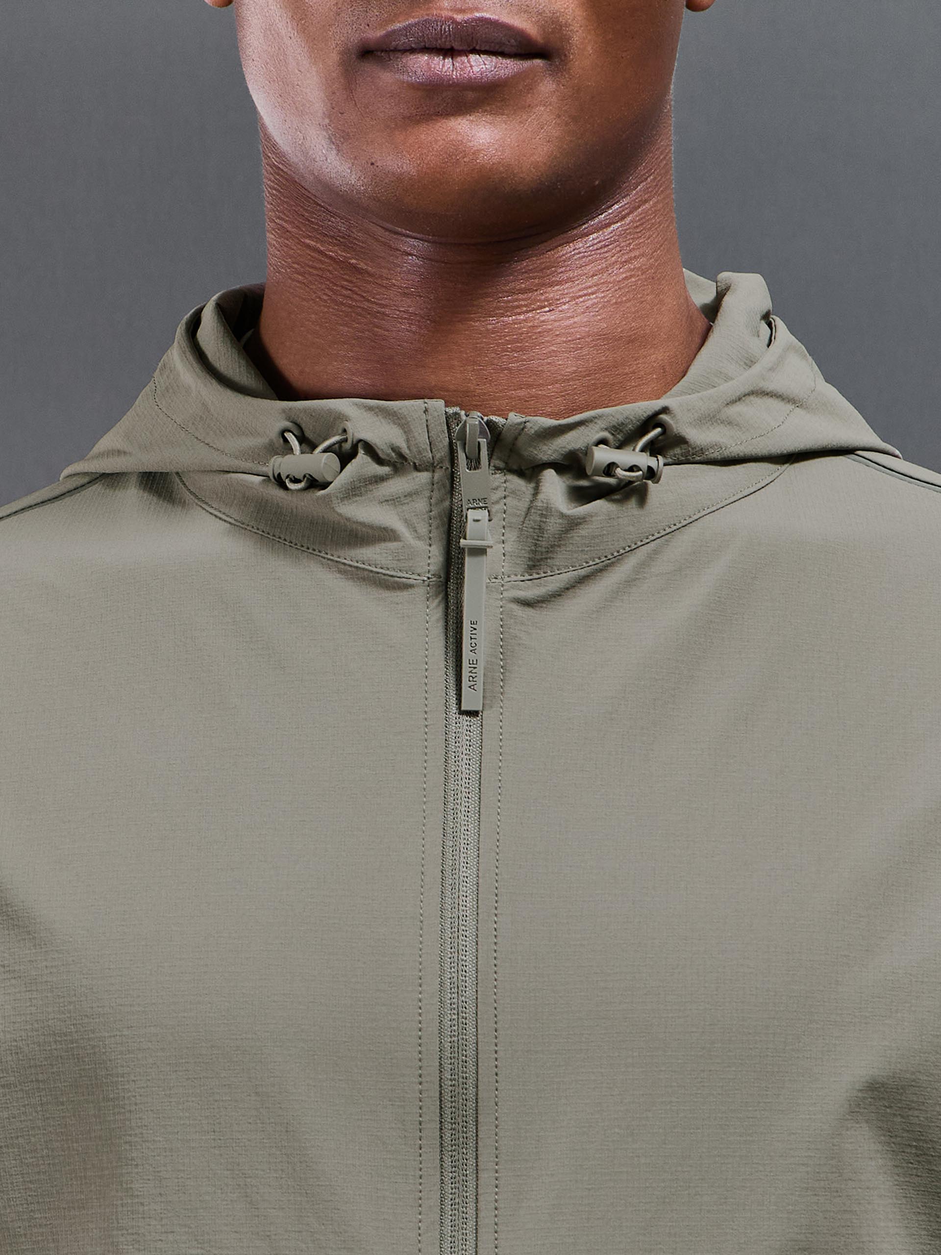 Mens Active Technical Colour Block Windbreaker in Olive Grey