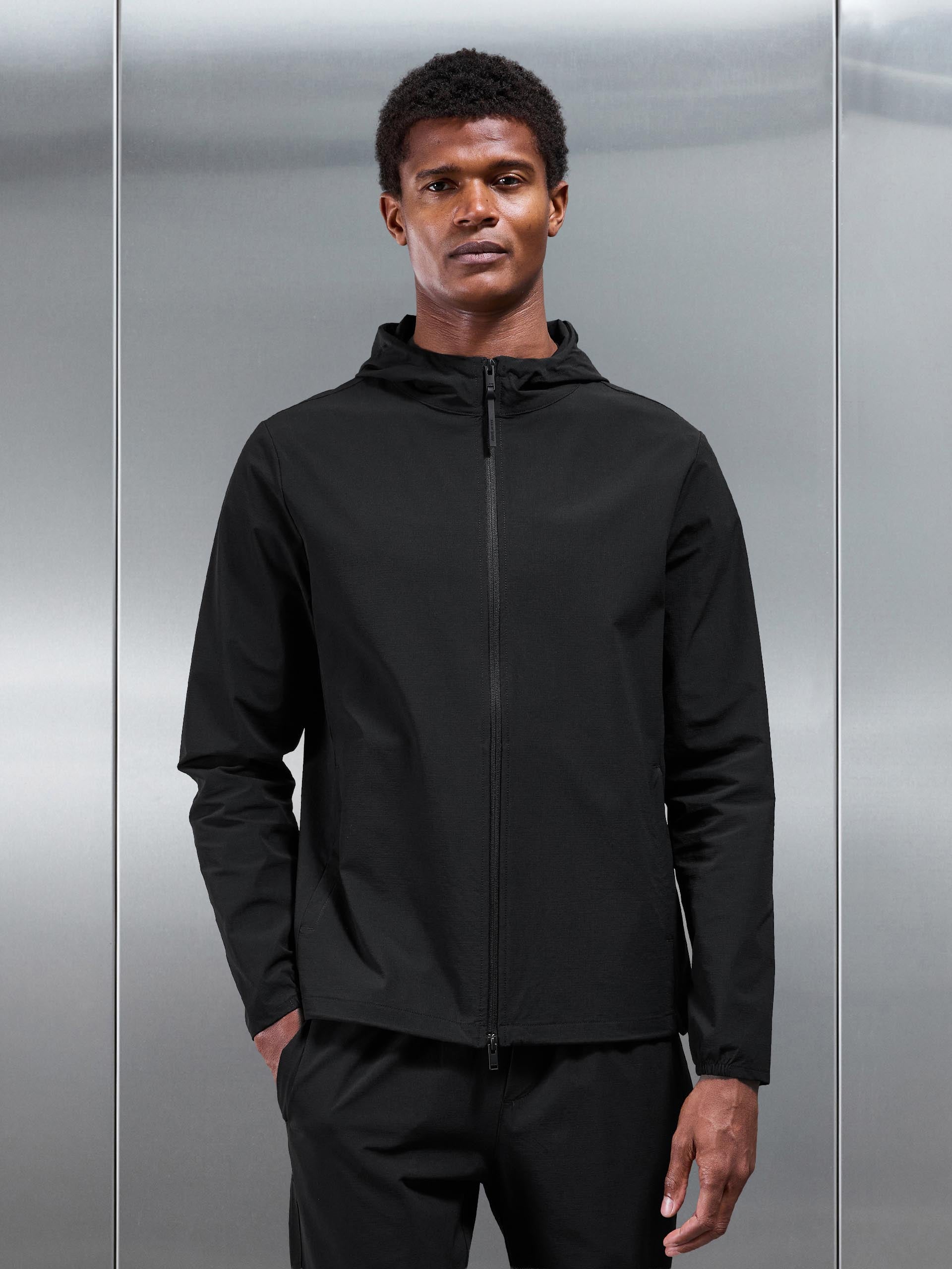 Mens Active Technical Windbreaker in Black