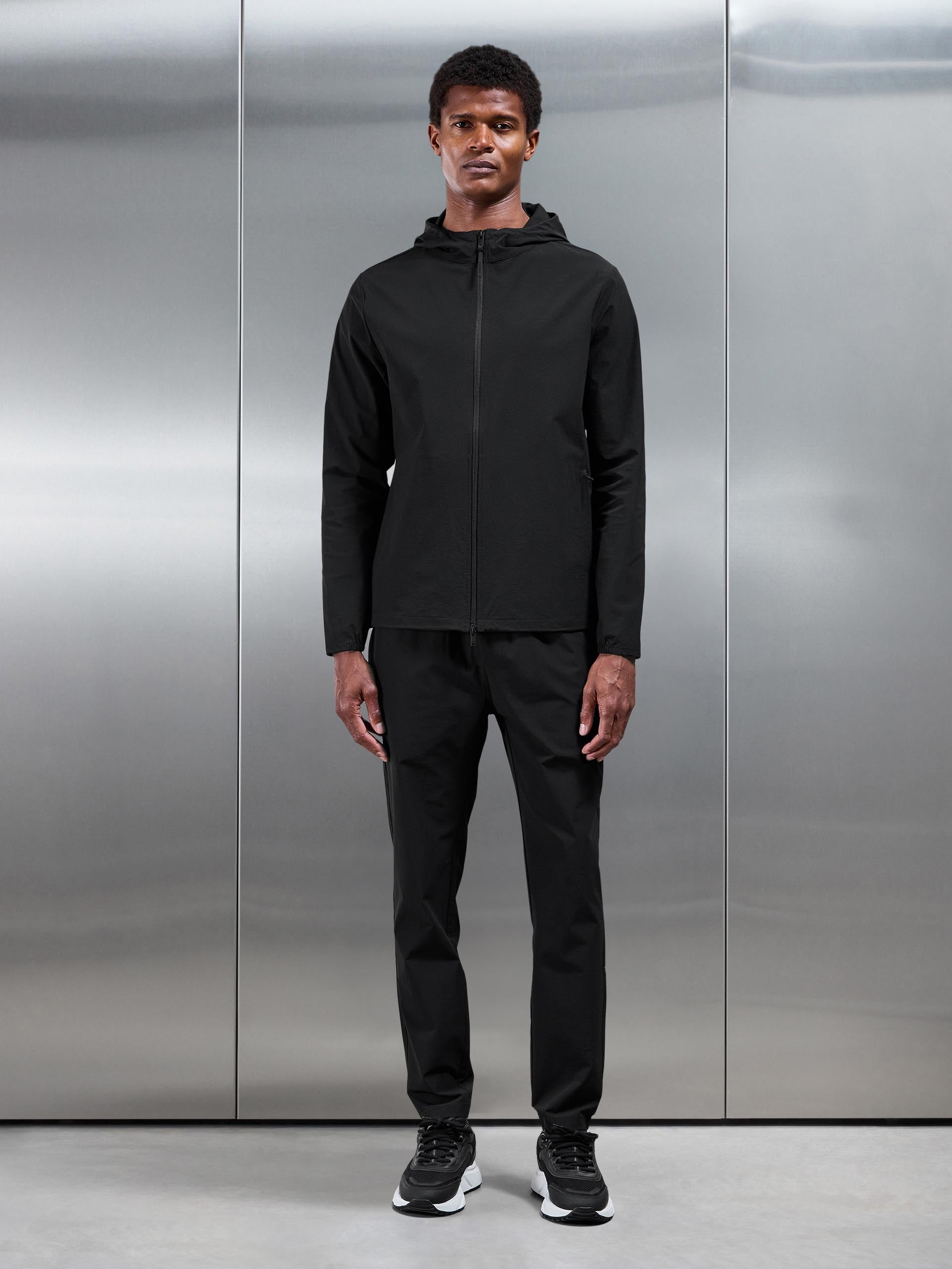 Mens Active Technical Windbreaker in Black
