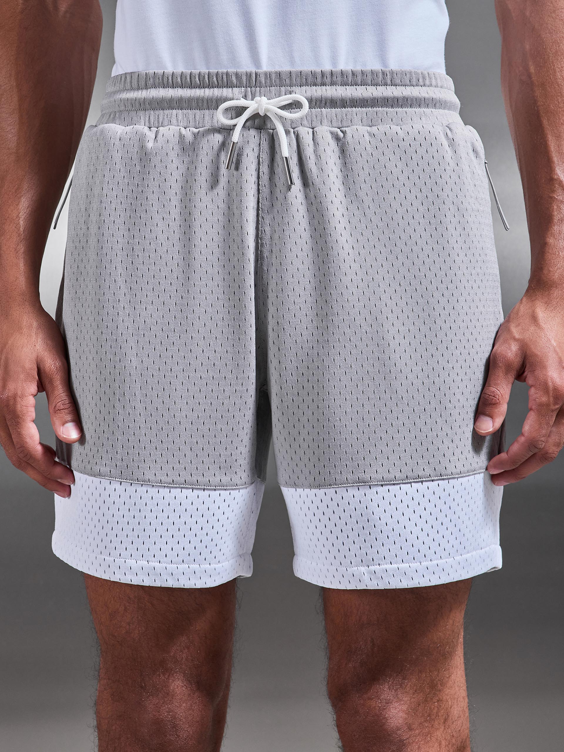 Mens AirTech Colour Block Mesh Short in Mid Grey