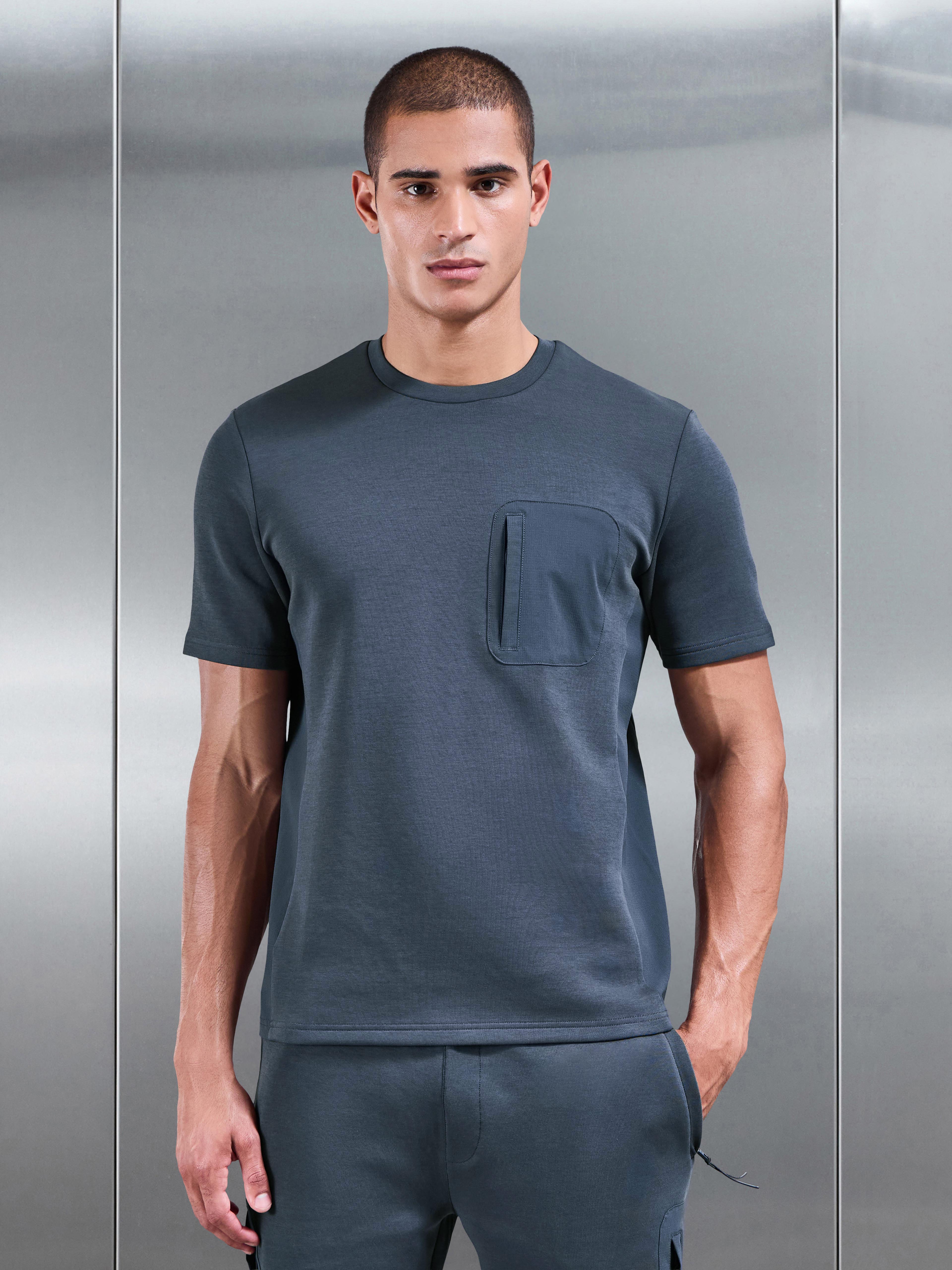 Mens AirTech Hybrid Pocket T-Shirt in Slate Blue