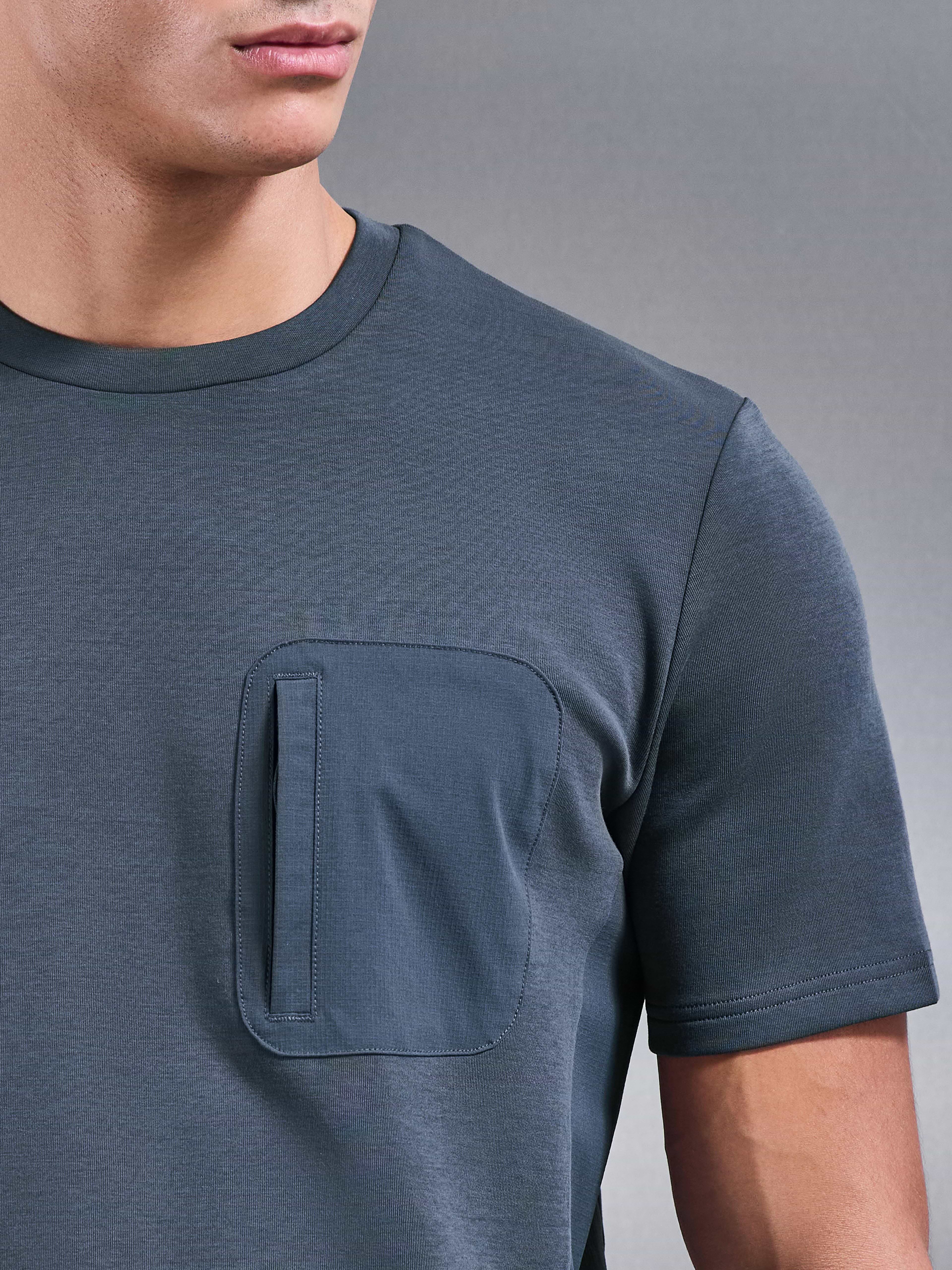 AirTech Hybrid Pocket T-Shirt in Slate Blue