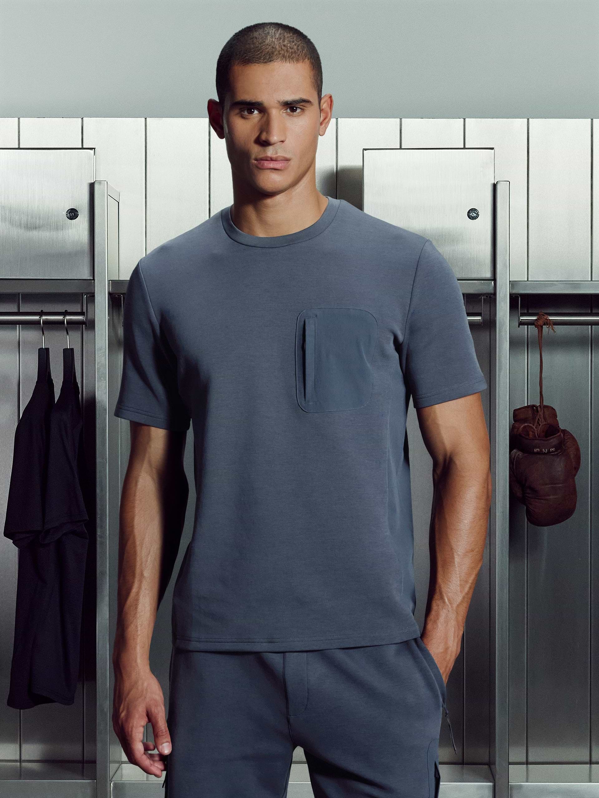 AirTech Hybrid Pocket T-Shirt in Slate Blue