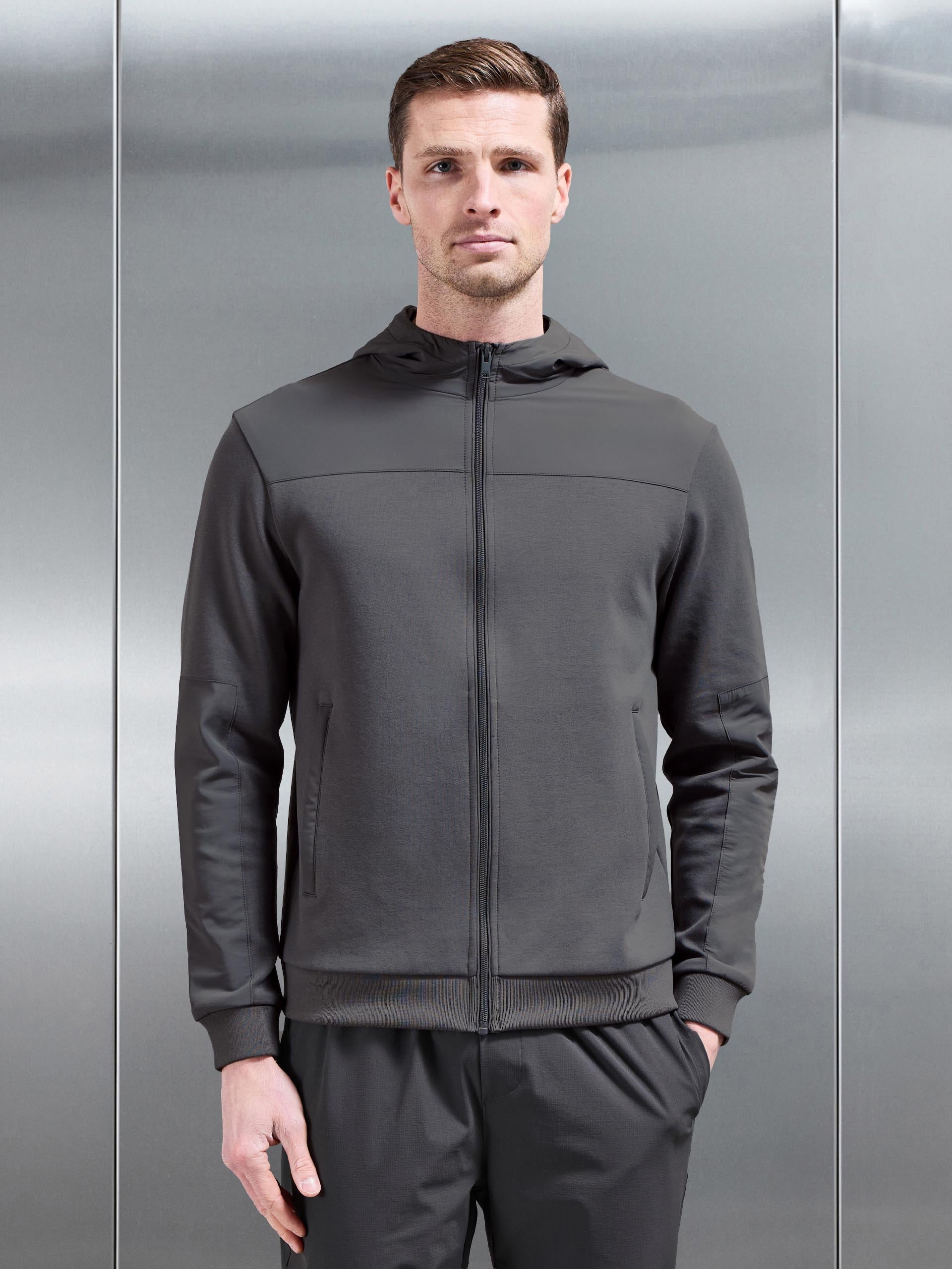 Mens Apex Hybrid Jersey Windbreaker in Grey