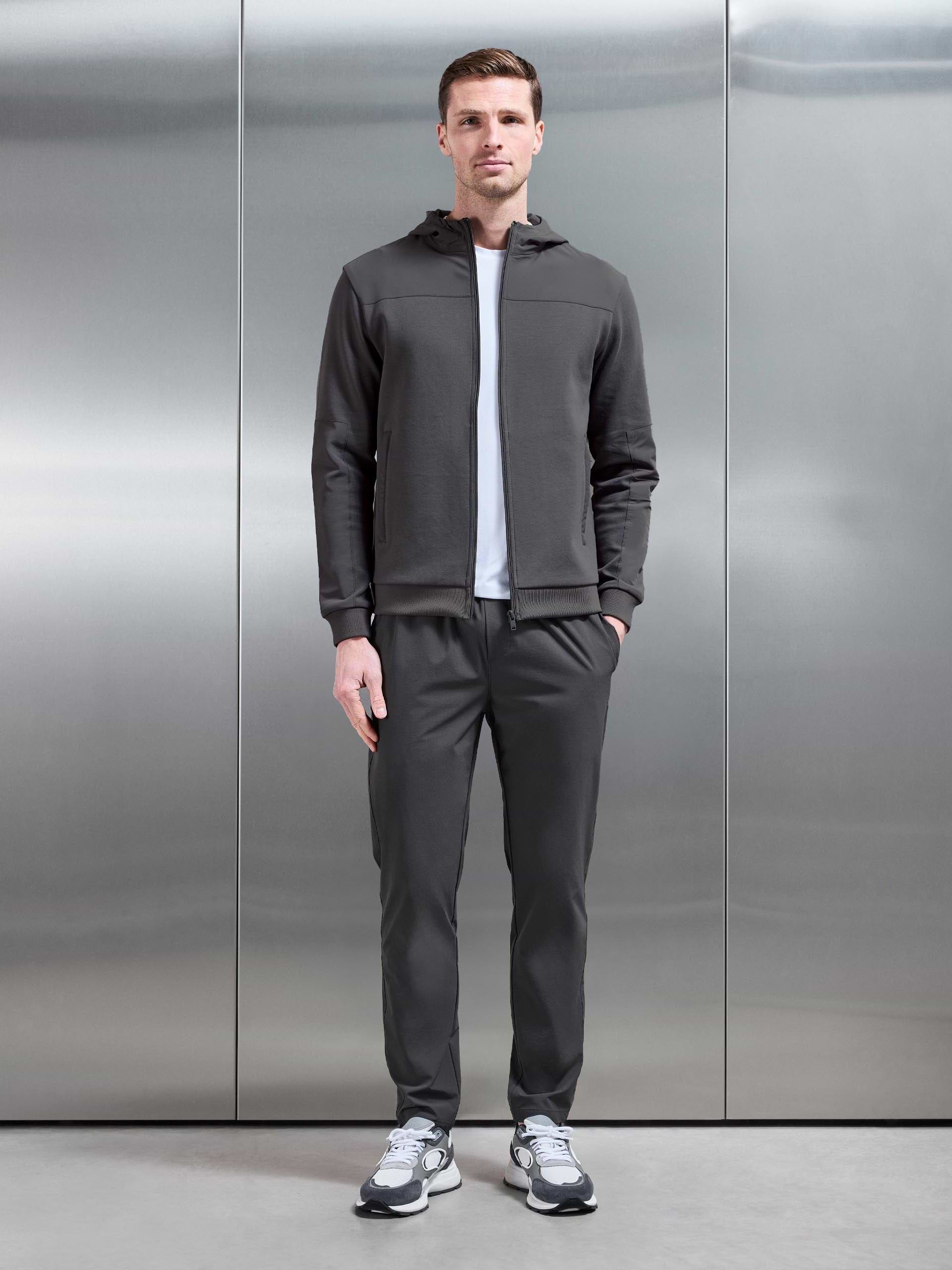 Mens Apex Hybrid Jersey Windbreaker in Grey