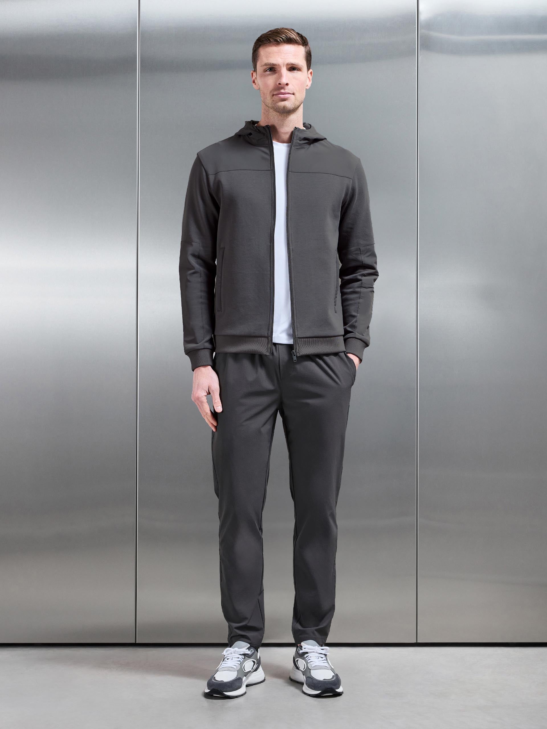 Mens Apex Hybrid Jersey Windbreaker in Grey