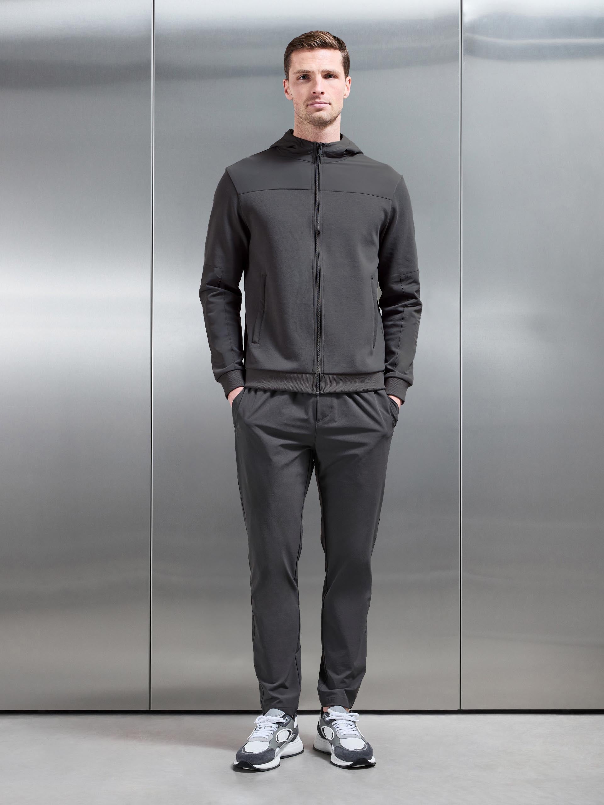 Mens Apex Hybrid Jersey Windbreaker in Grey