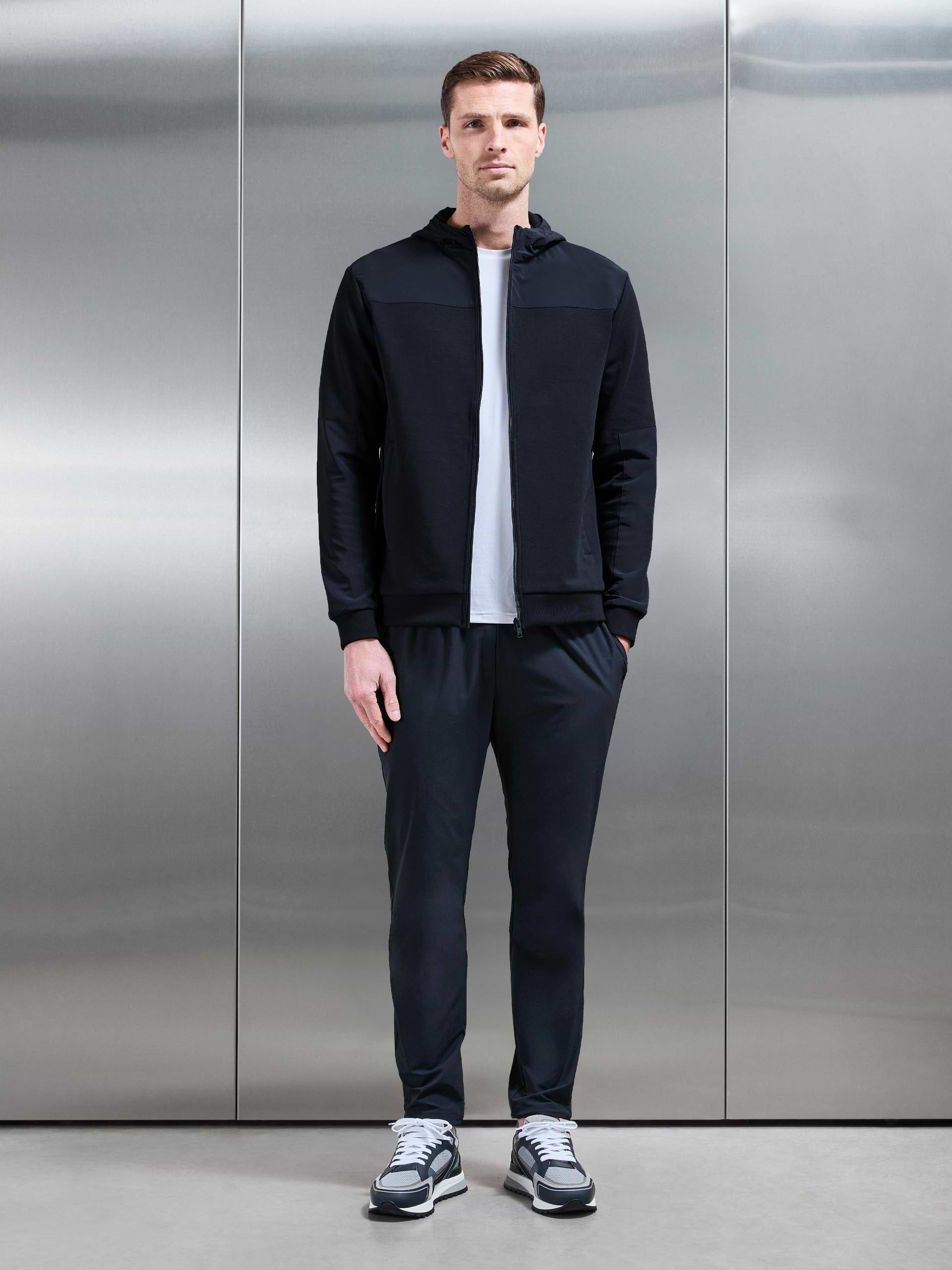 Mens Apex Hybrid Jersey Windbreaker in Navy