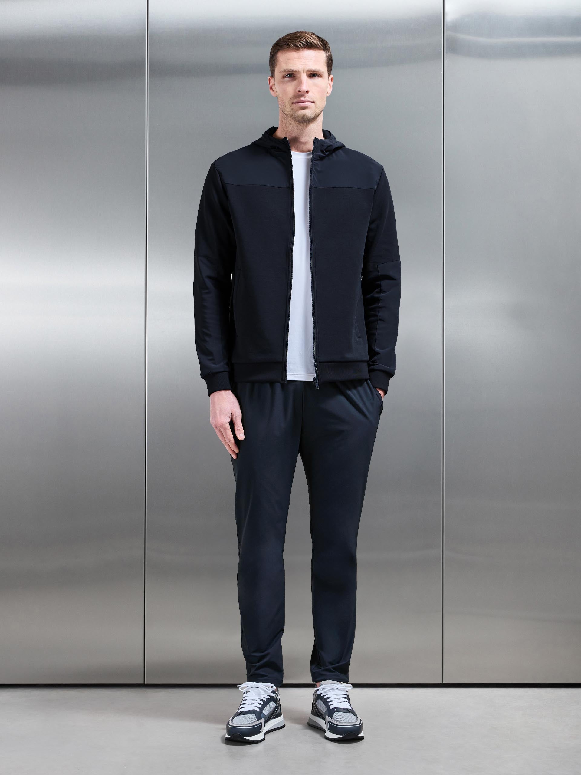 Mens Apex Hybrid Jersey Windbreaker in Navy