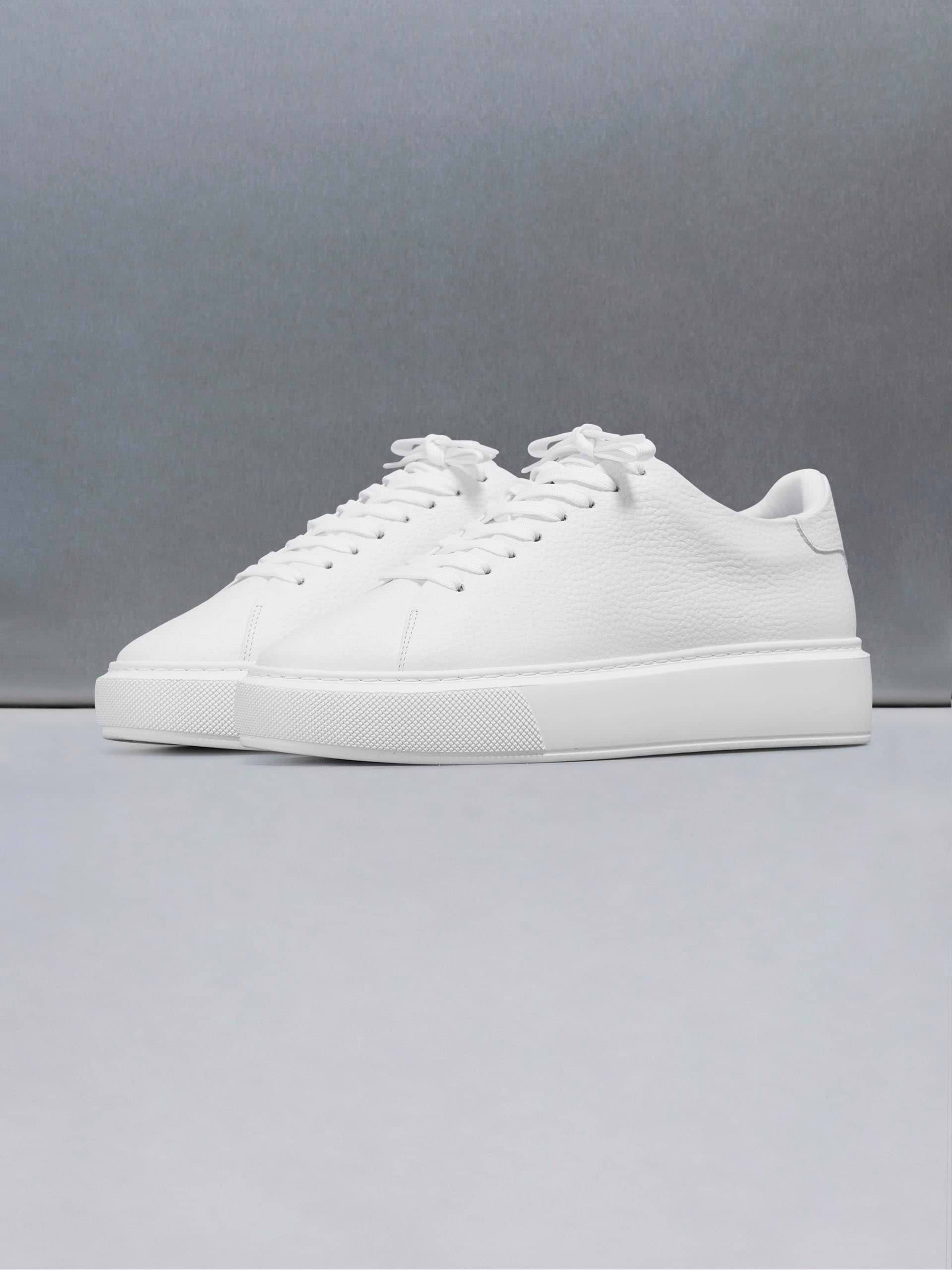 Mens Basic Essential Leather Trainer in Triple White