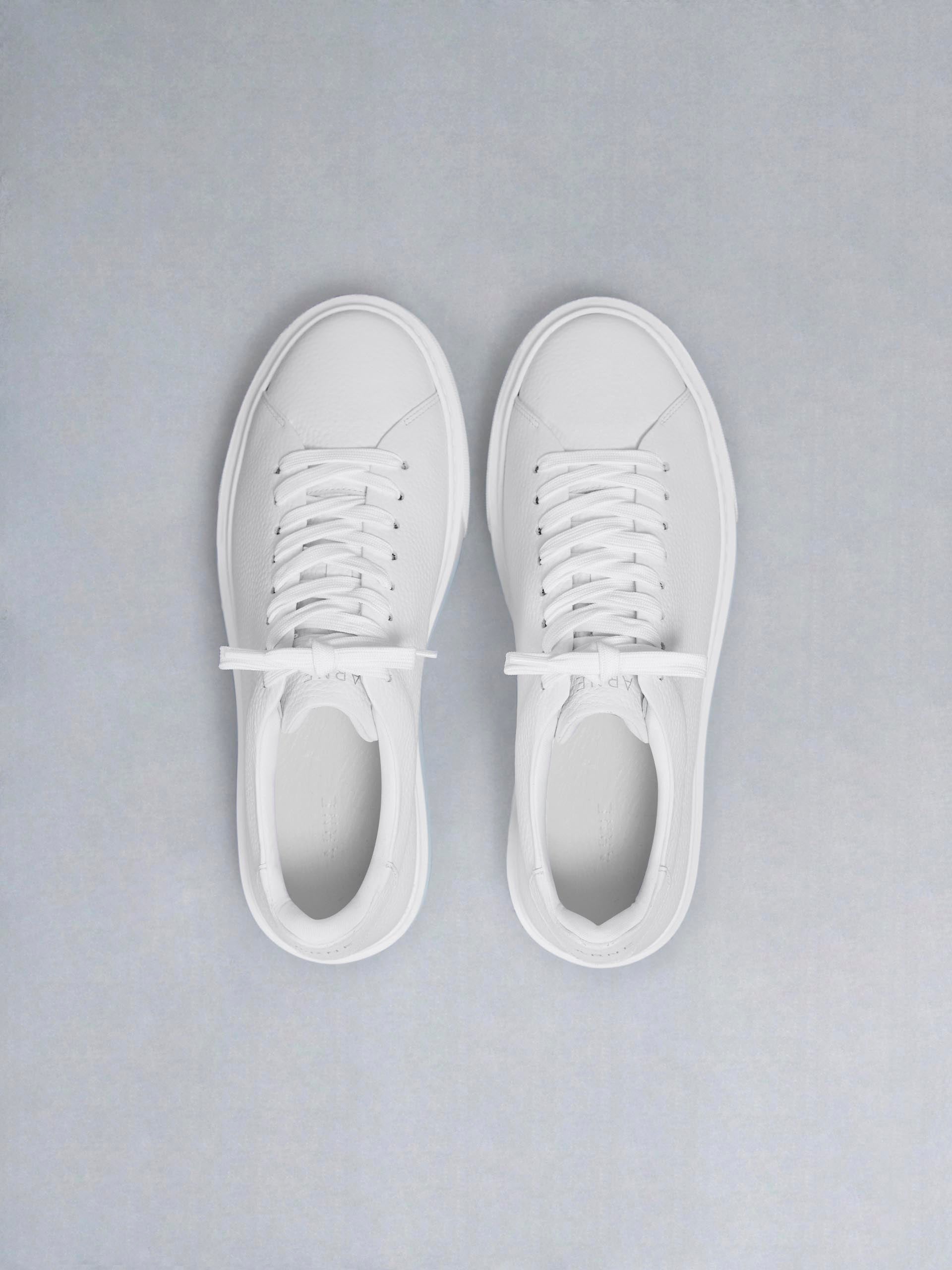 Mens Basic Essential Leather Trainer in Triple White