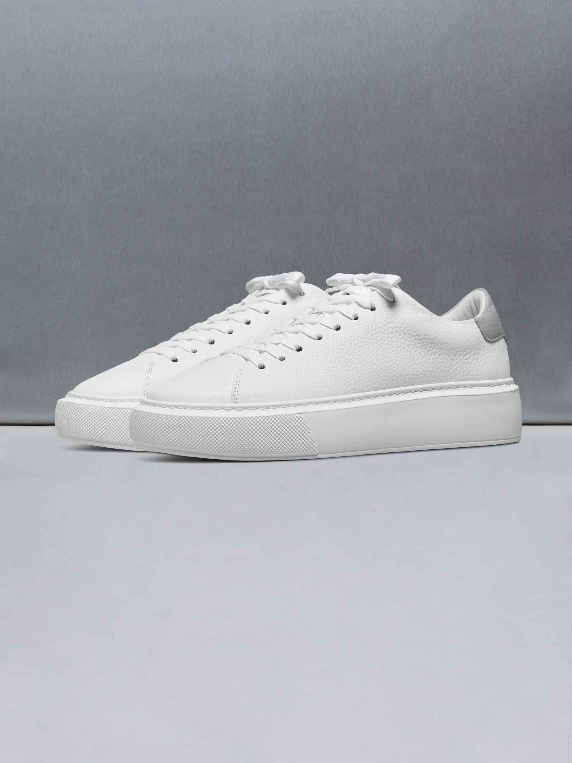 Basic Essential Leather Trainer in White Grey