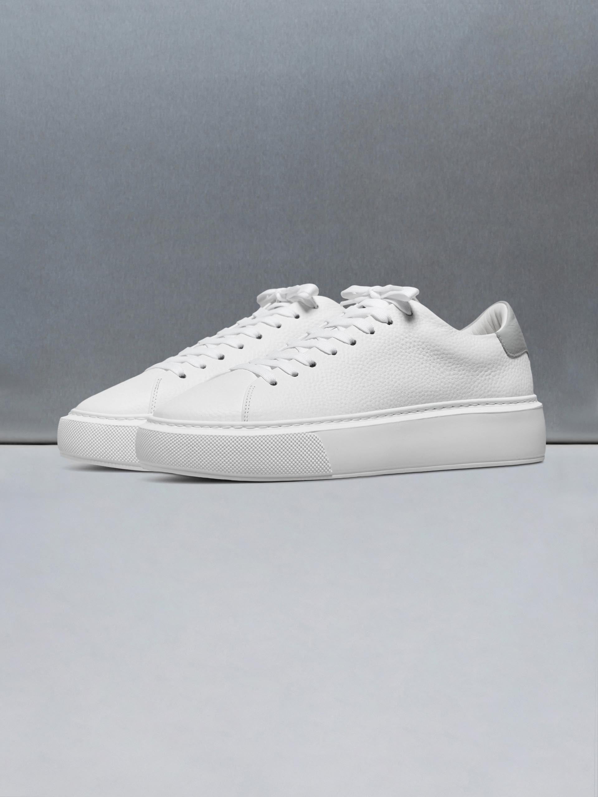 Mens Basic Essential Leather Trainer in White Grey