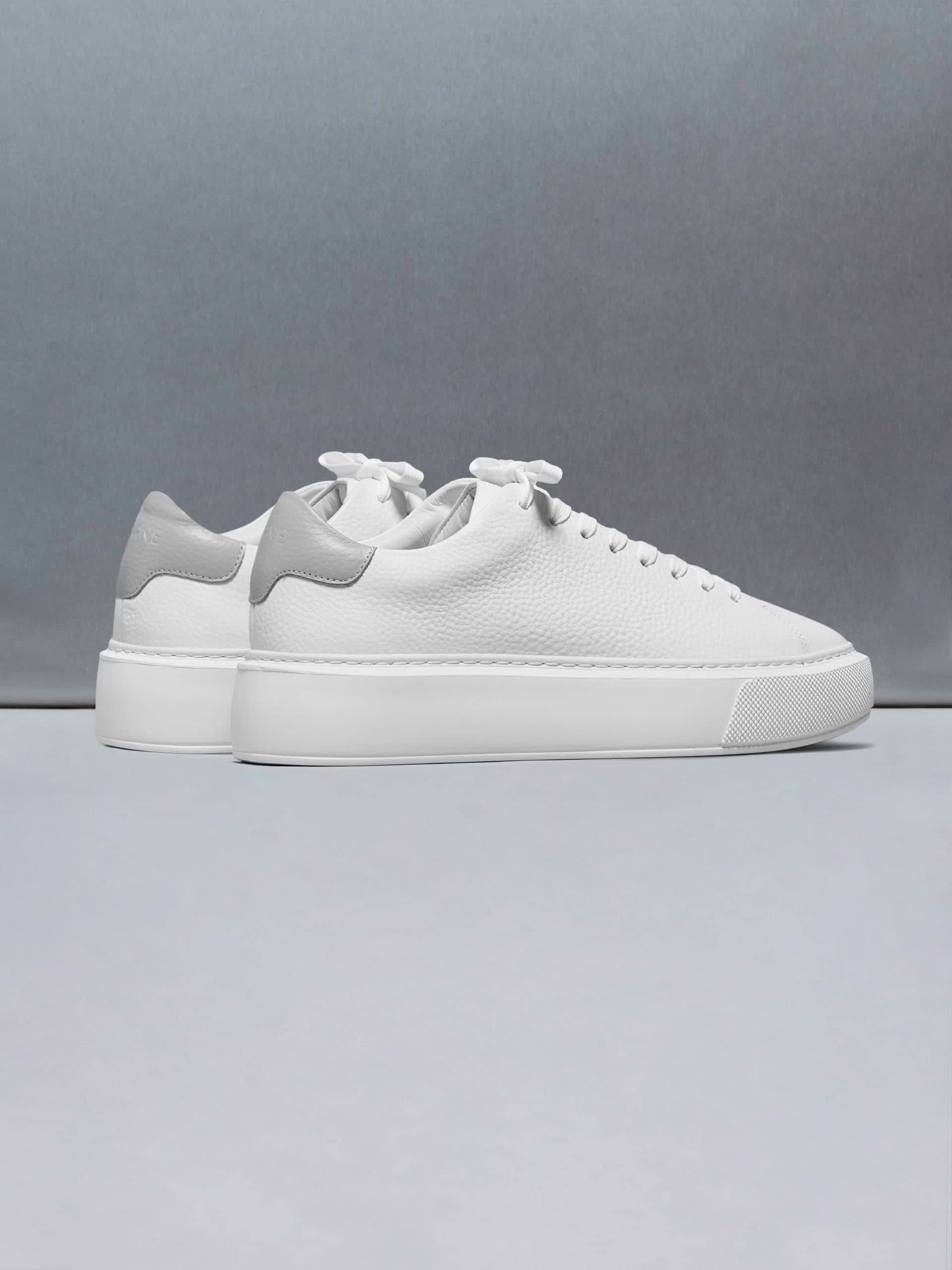 Basic Essential Leather Trainer in White Grey