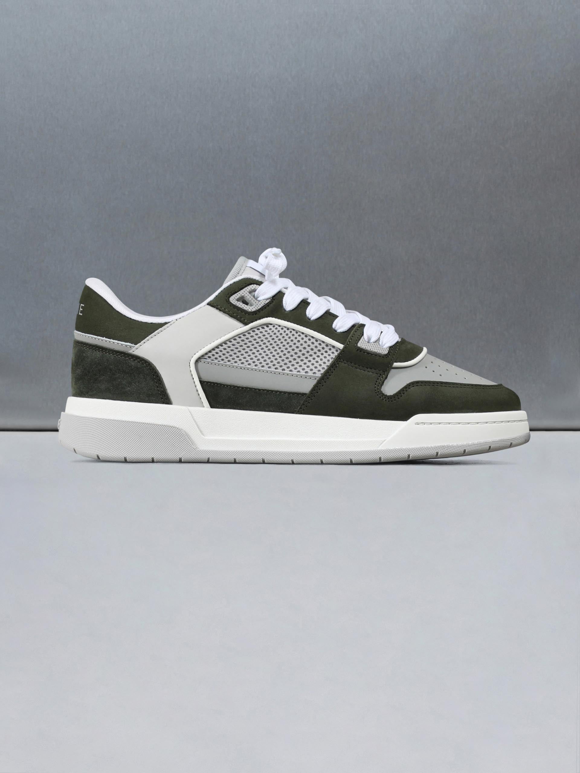 Mens Basket Trainer in Grey Olive