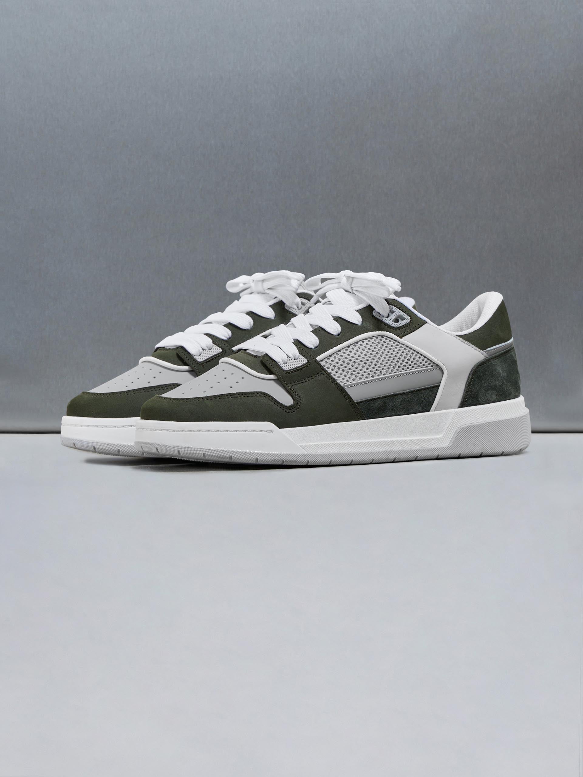 Mens Basket Trainer in Grey Olive