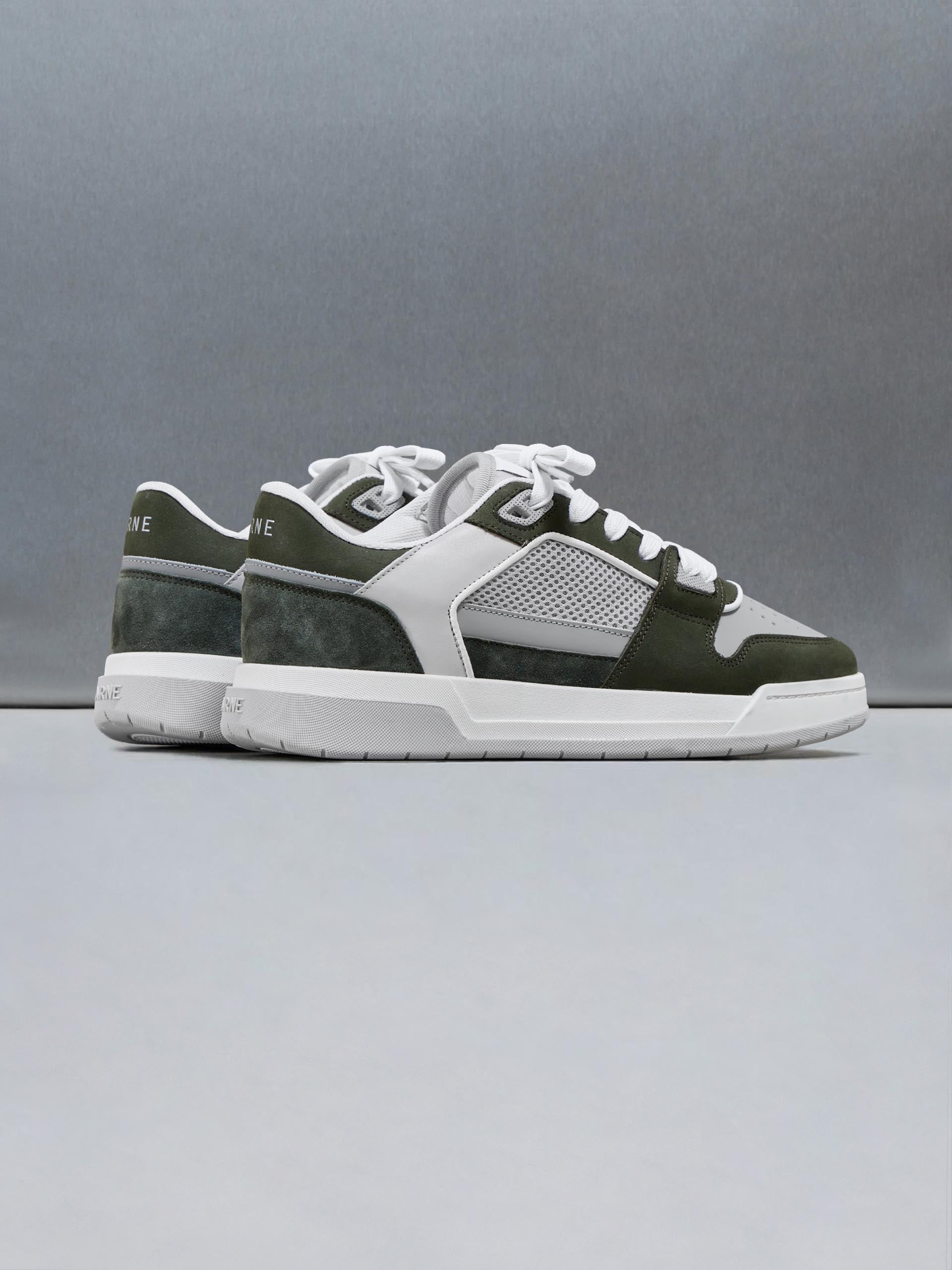 Mens Basket Trainer in Grey Olive