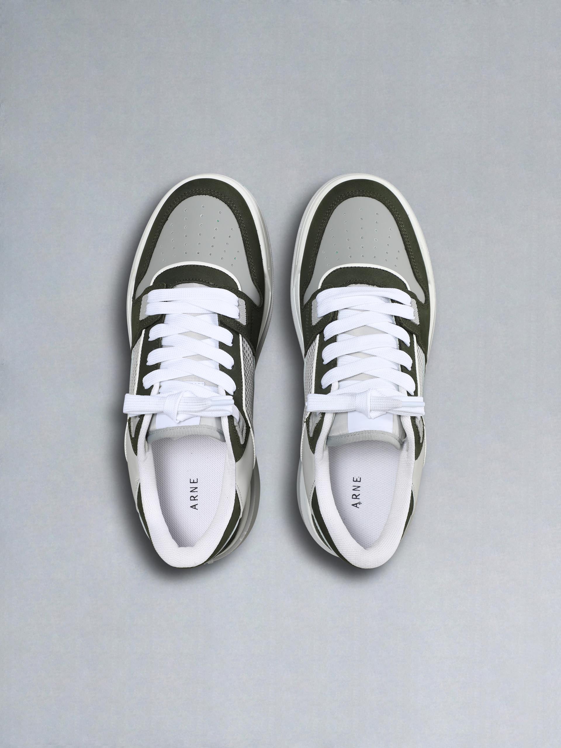 Mens Basket Trainer in Grey Olive