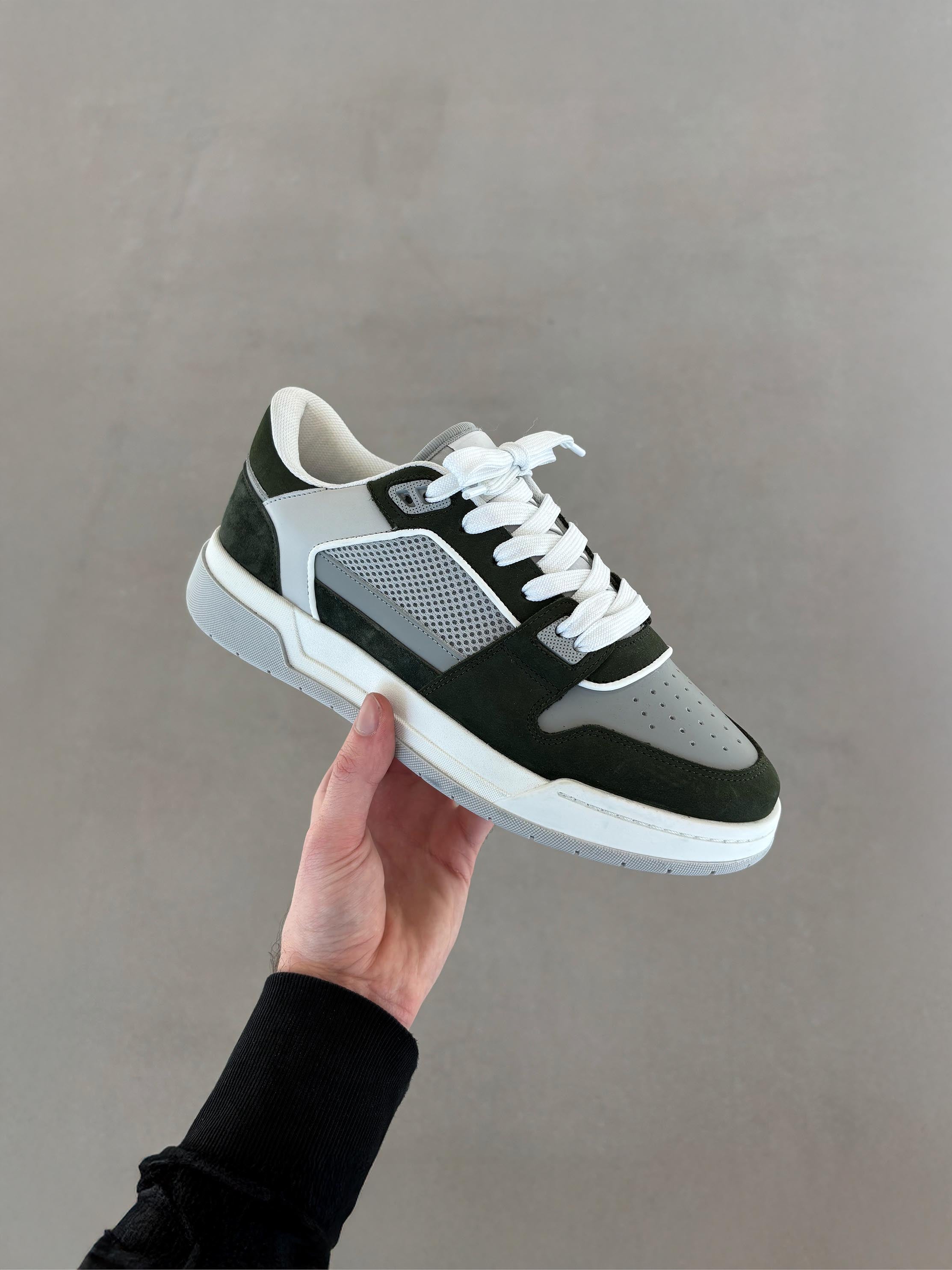 Mens Basket Trainer in Grey Olive