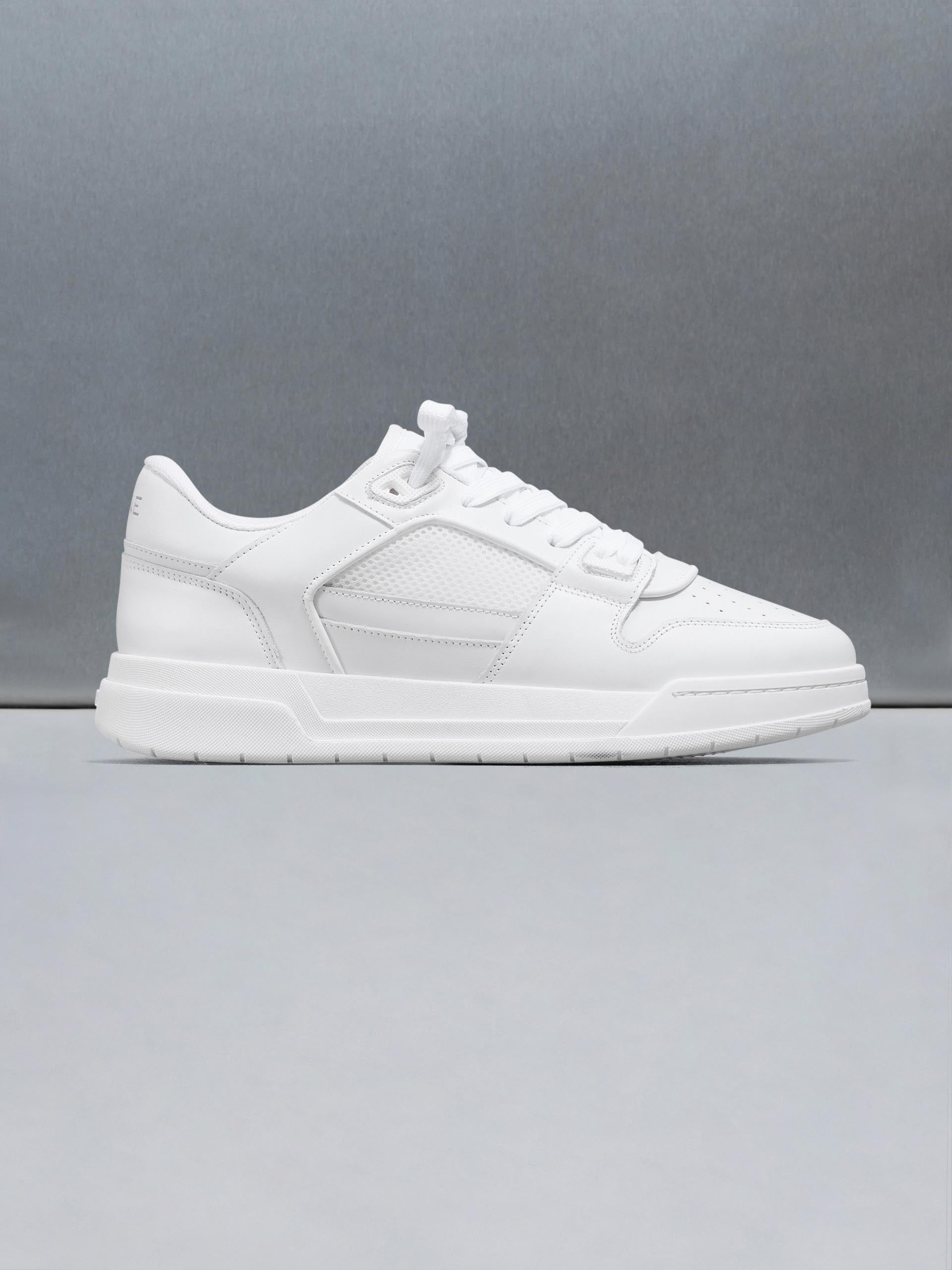 Mens Basket Trainer in Triple White