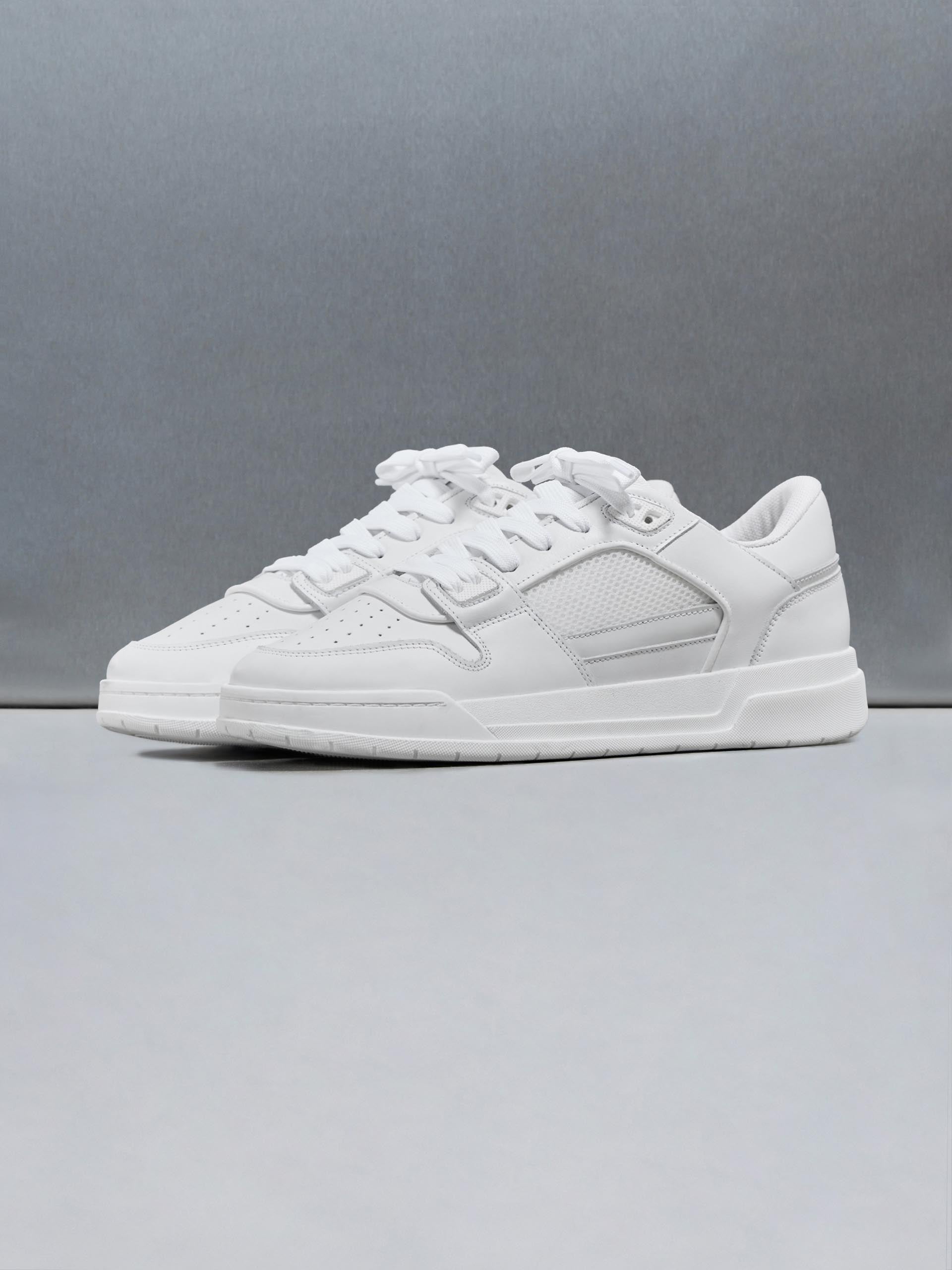 Mens Basket Trainer in Triple White