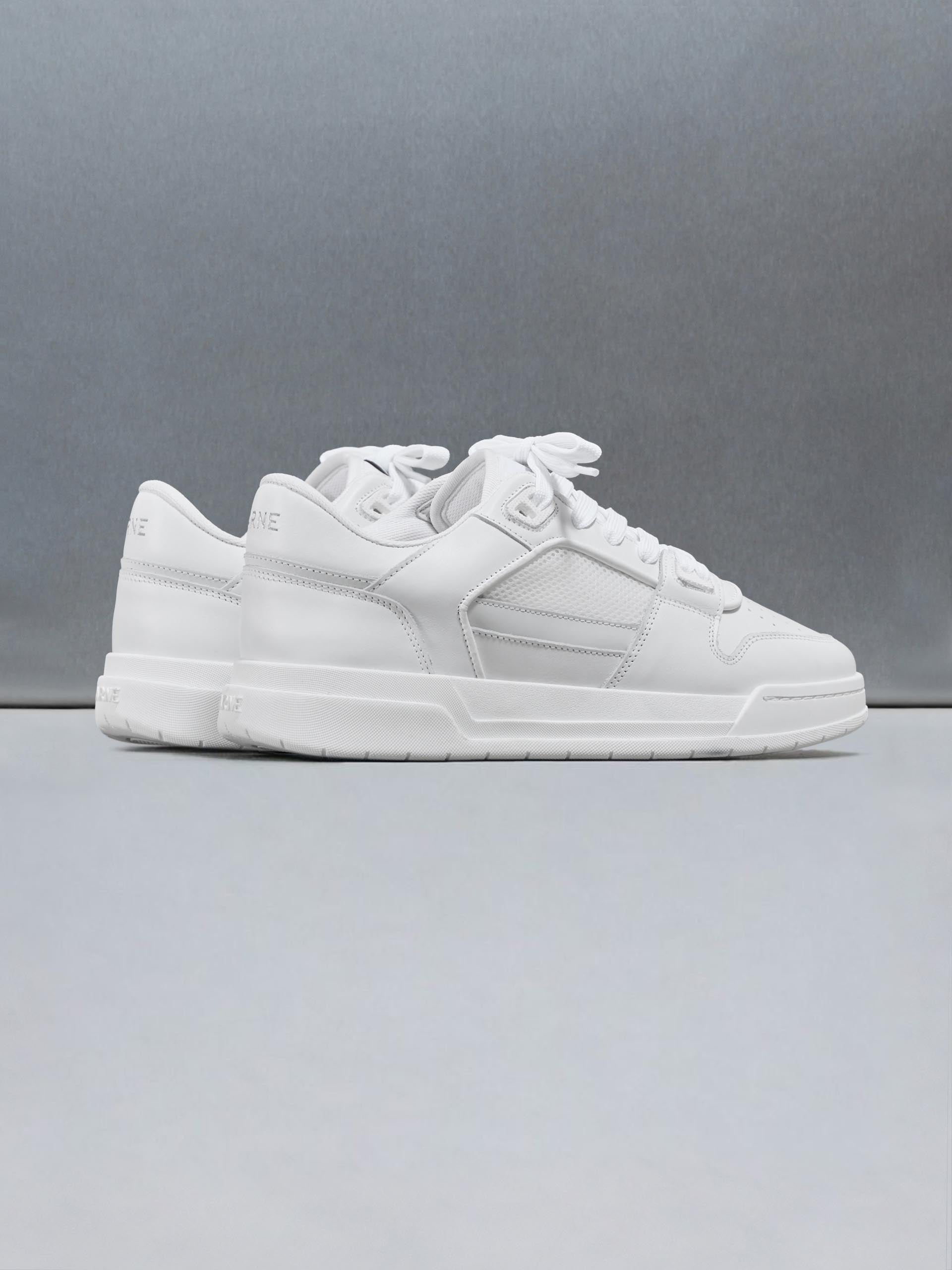 Mens Basket Trainer in Triple White