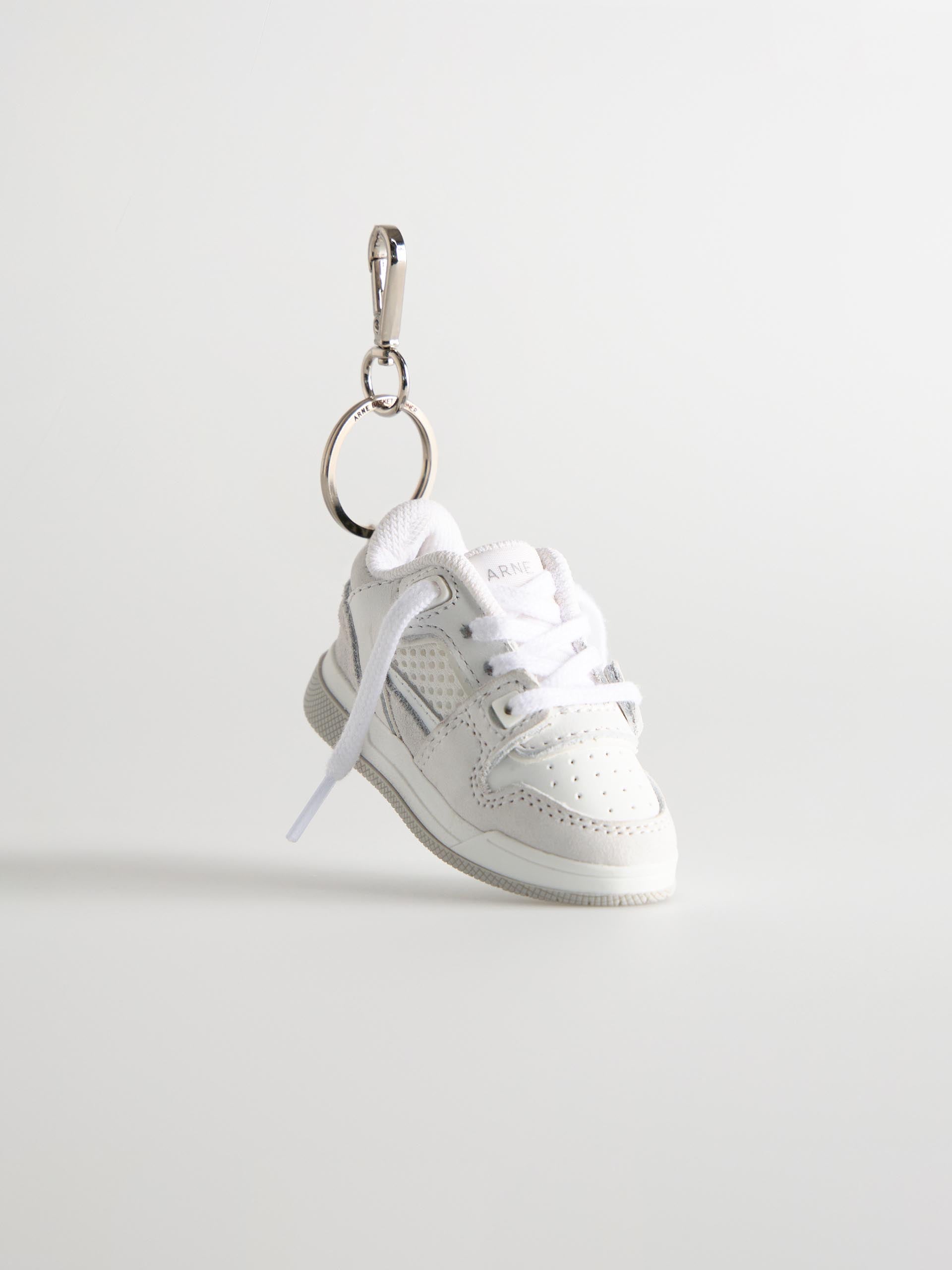 Mens Basket Trainer Keychain in White Grey