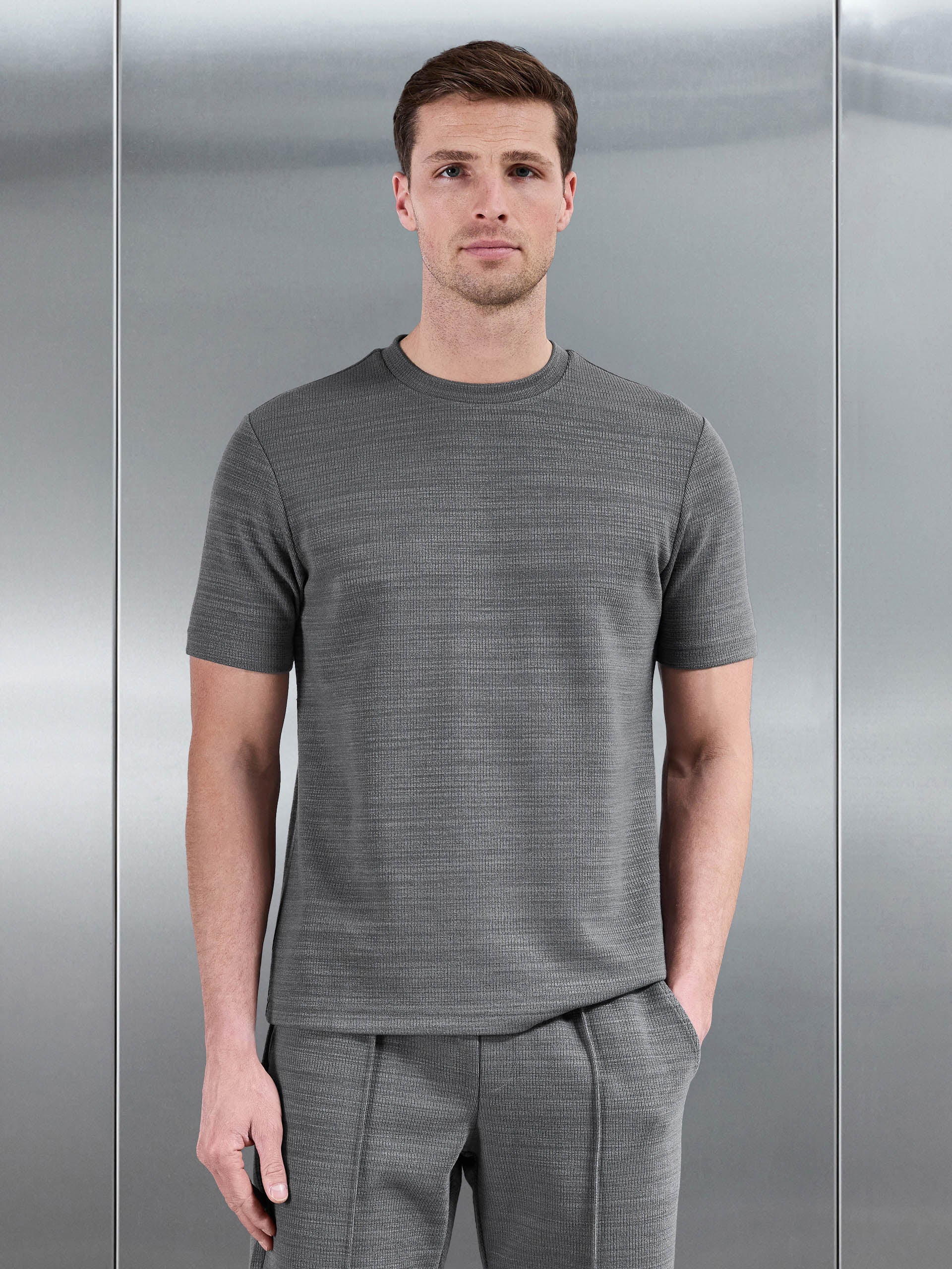 Mens Cavour Textured T-Shirt in Grey