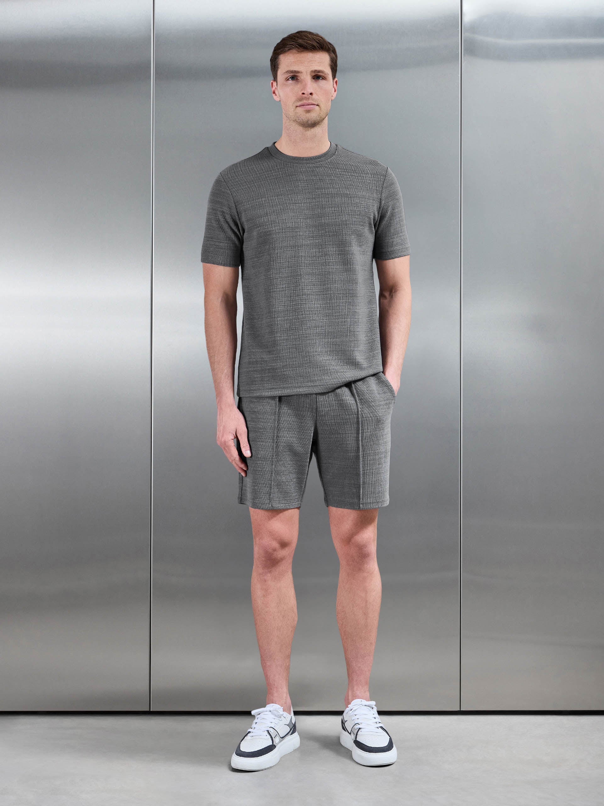 Mens Cavour Textured T-Shirt in Grey