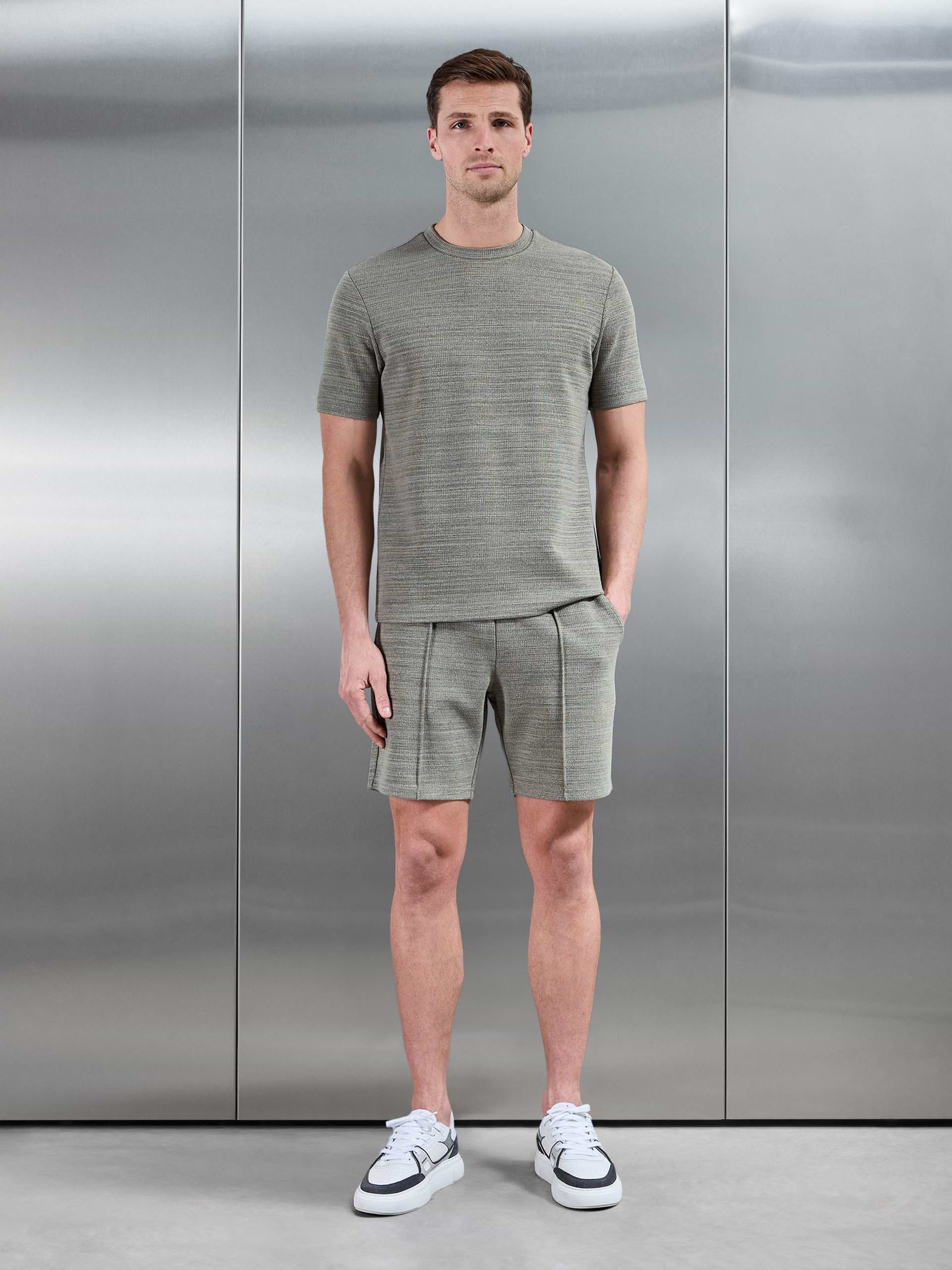 Mens Cavour Textured T-Shirt in Olive