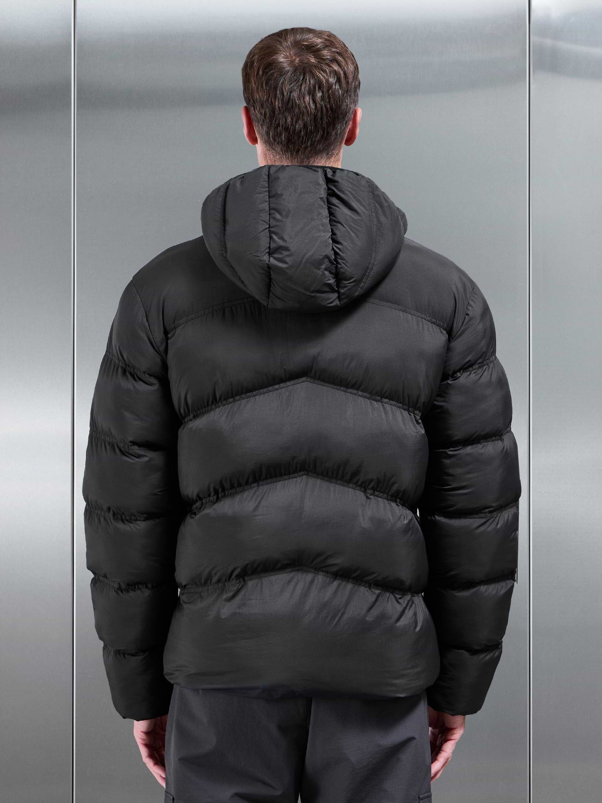 Chevron Puffer Jacket in Black