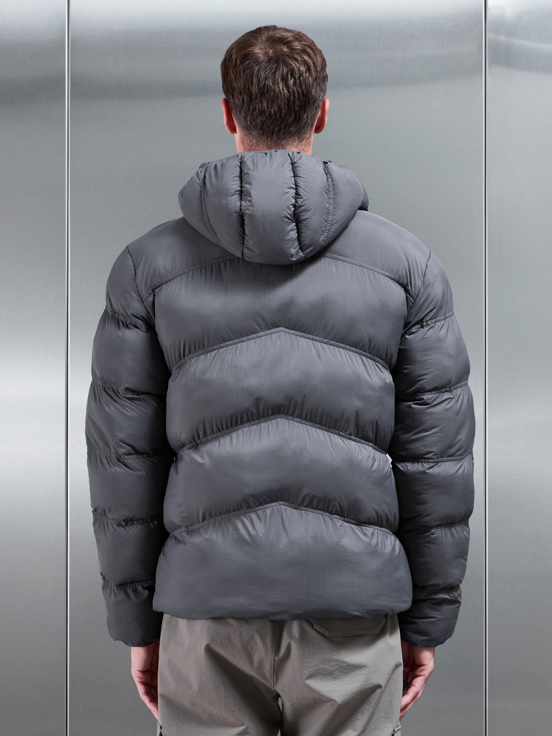Mens Chevron Puffer Jacket in Grey