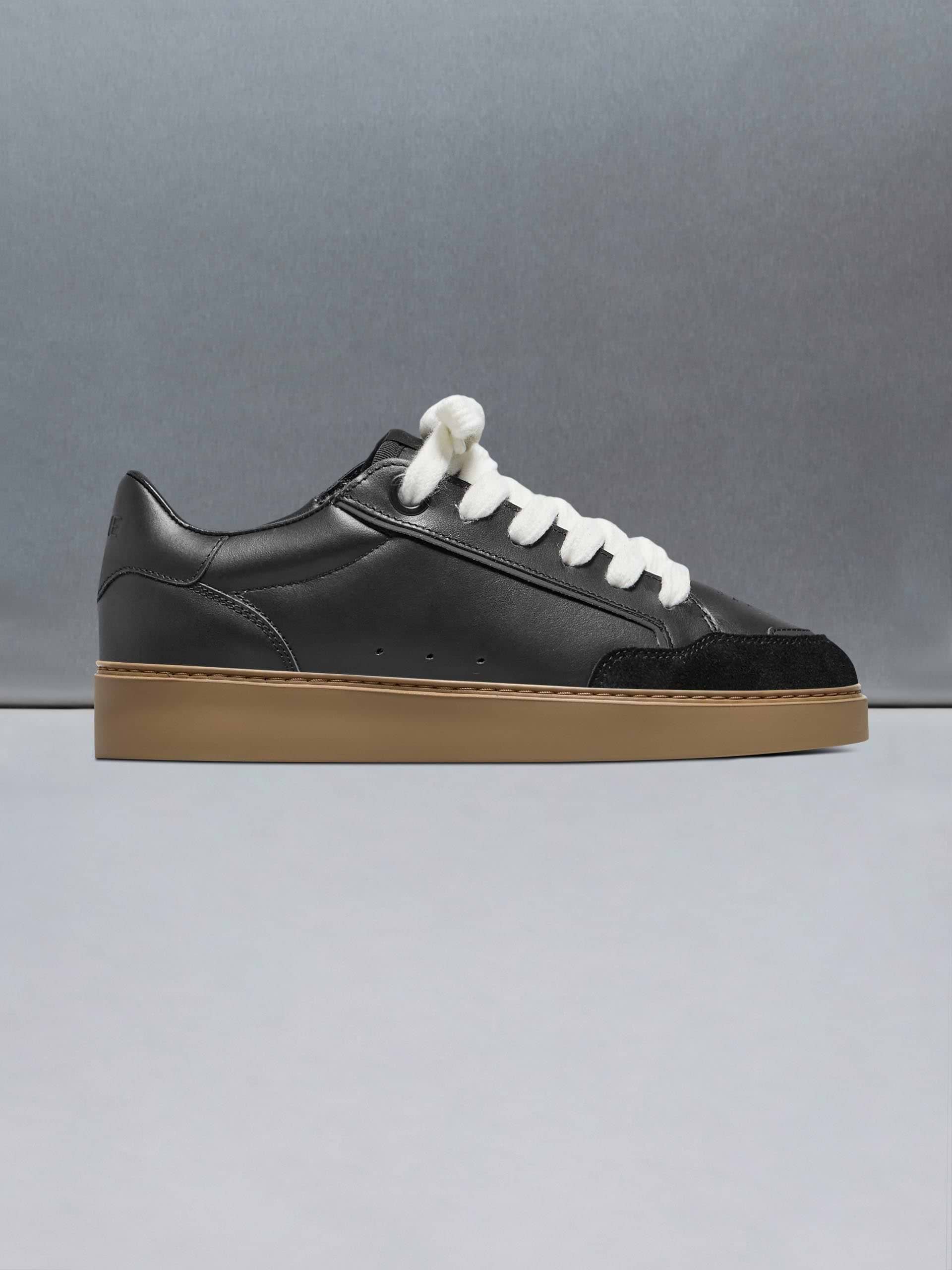 Chunky Mid Essential Leather Trainer in Black