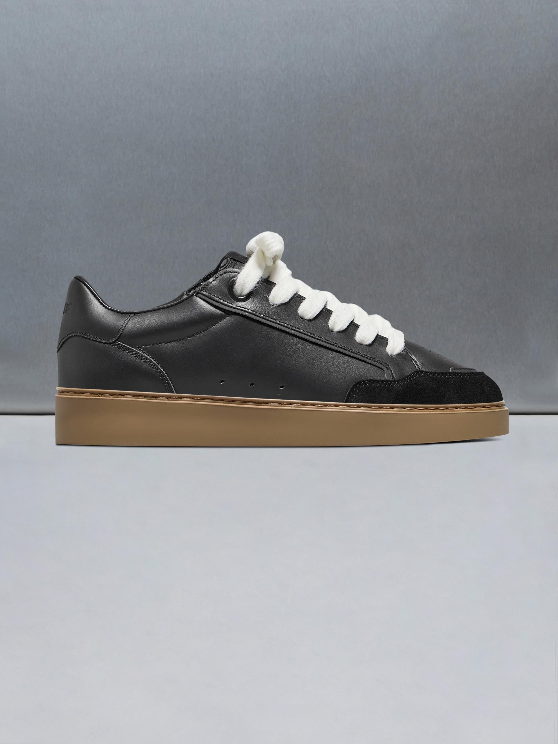 Mens Chunky Mid Essential Leather Trainer in Black