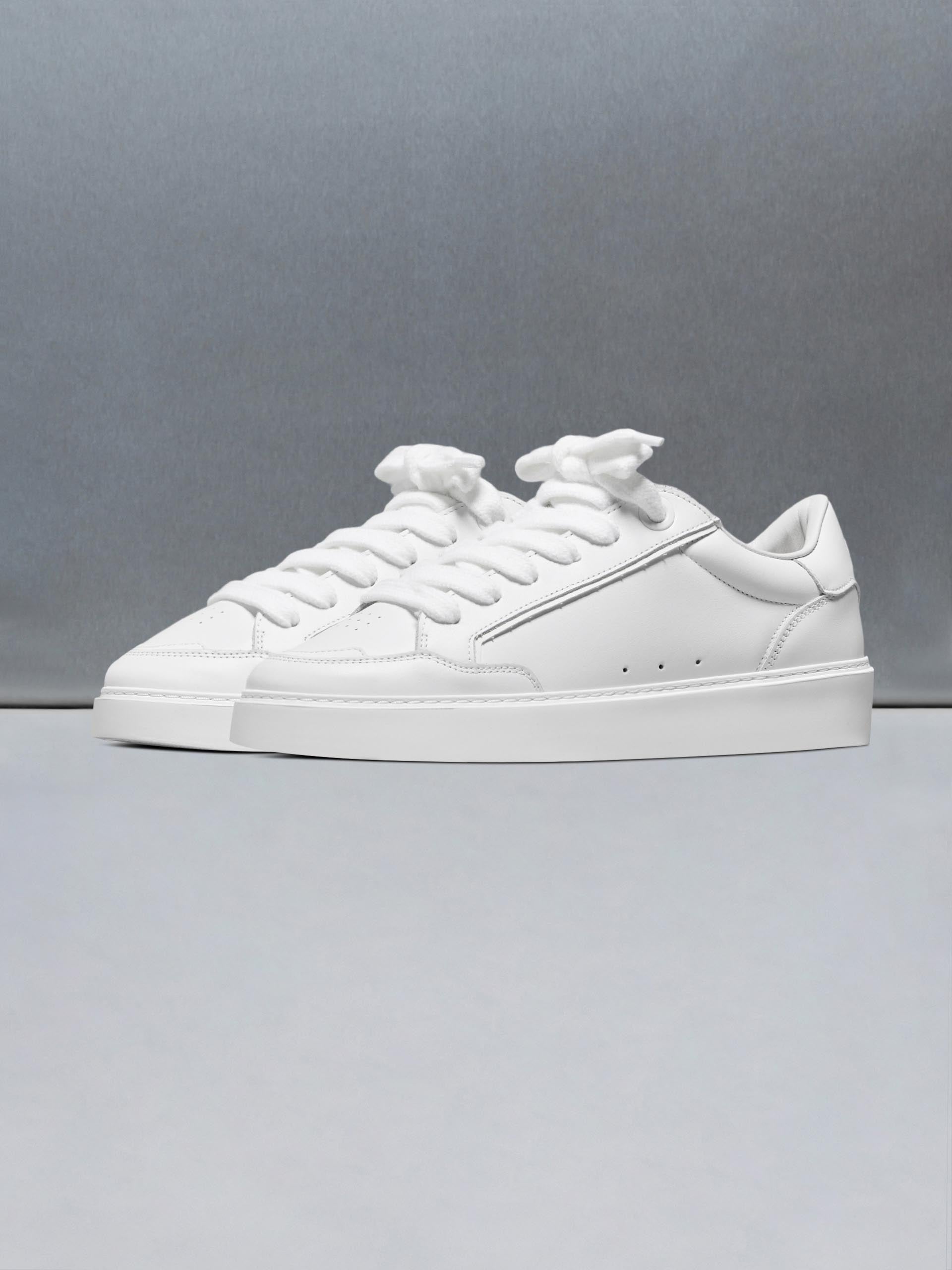 Mens Chunky Mid Essential Leather Trainer in Triple White