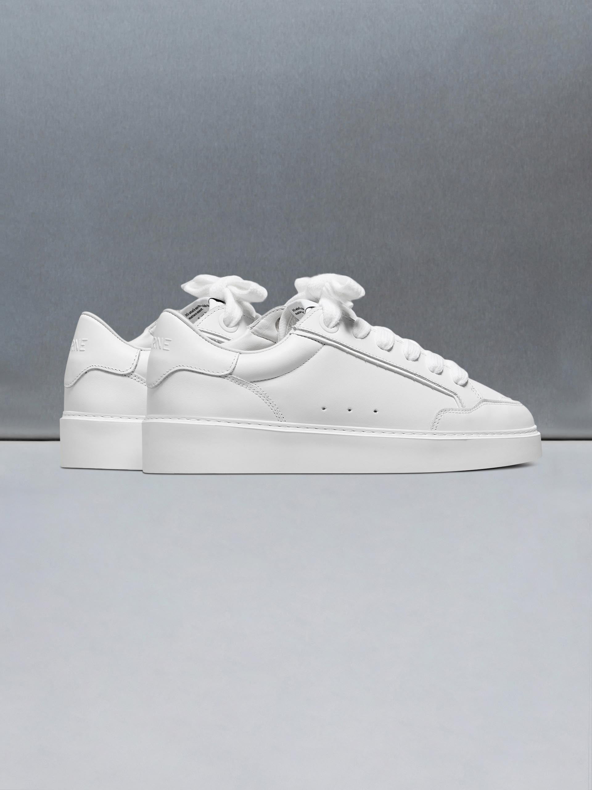 Mens Chunky Mid Essential Leather Trainer in Triple White