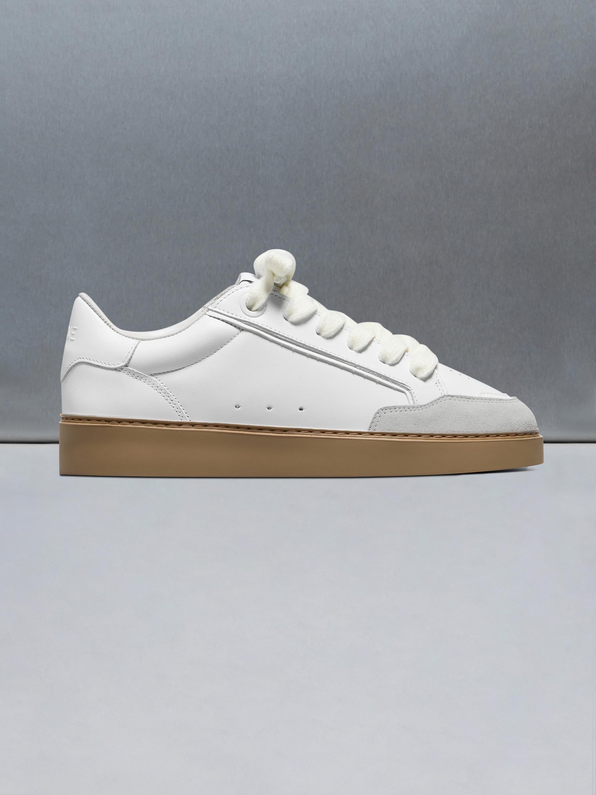 Mens Chunky Mid Essential Leather Trainer in White Gum