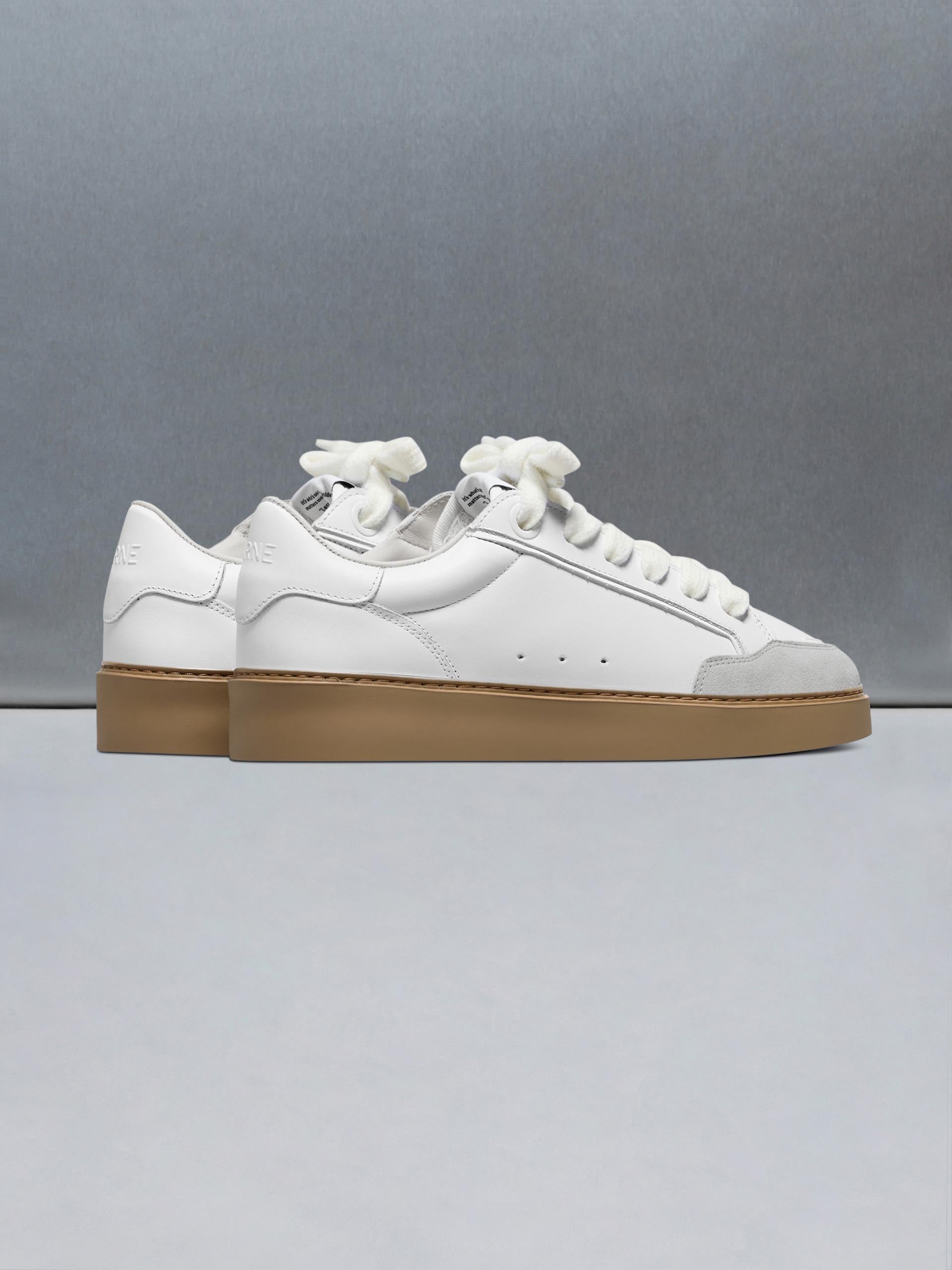 Mens Chunky Mid Essential Leather Trainer in White Gum