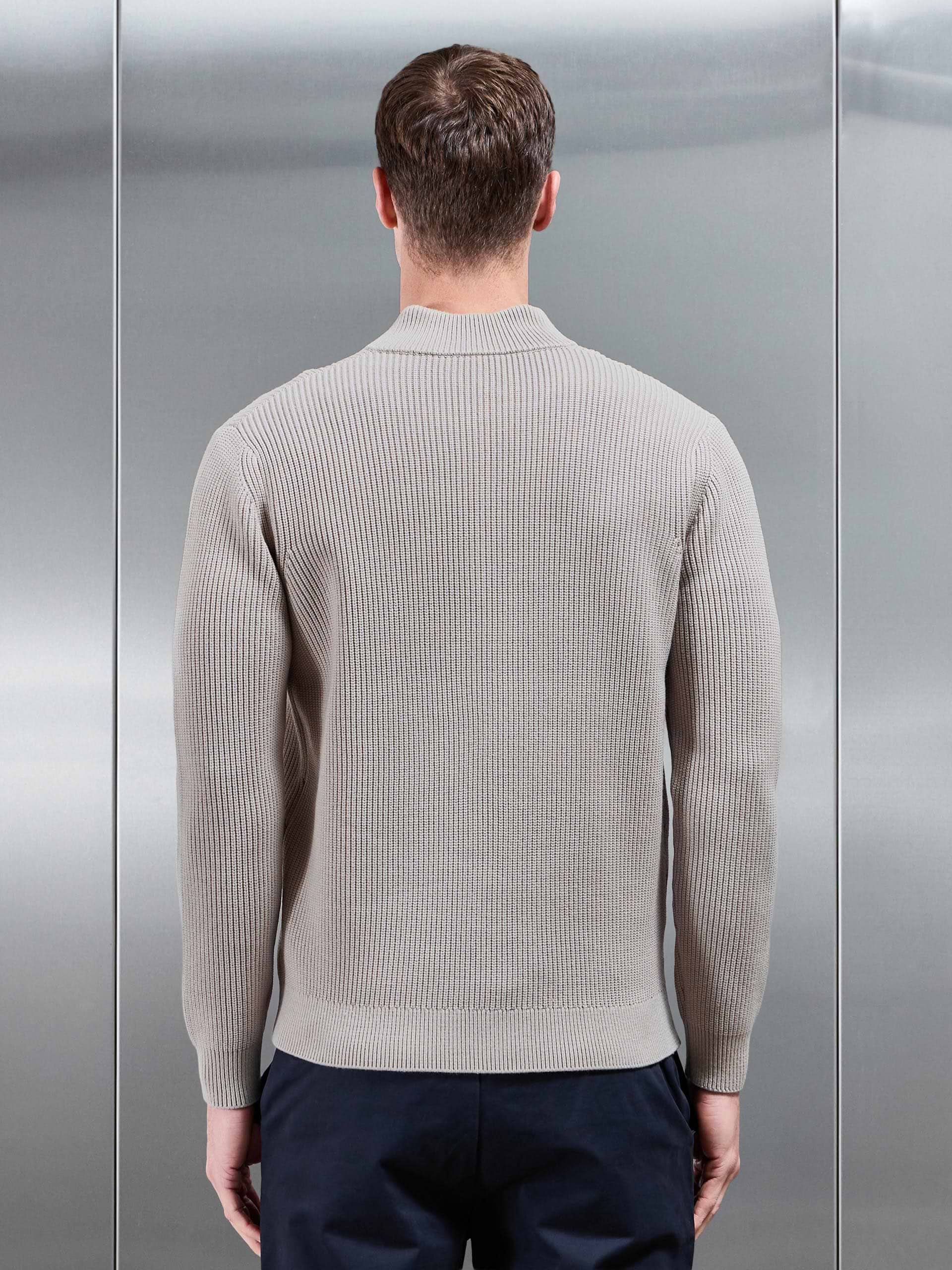 Chunky Ribbed Half Zip in Stone