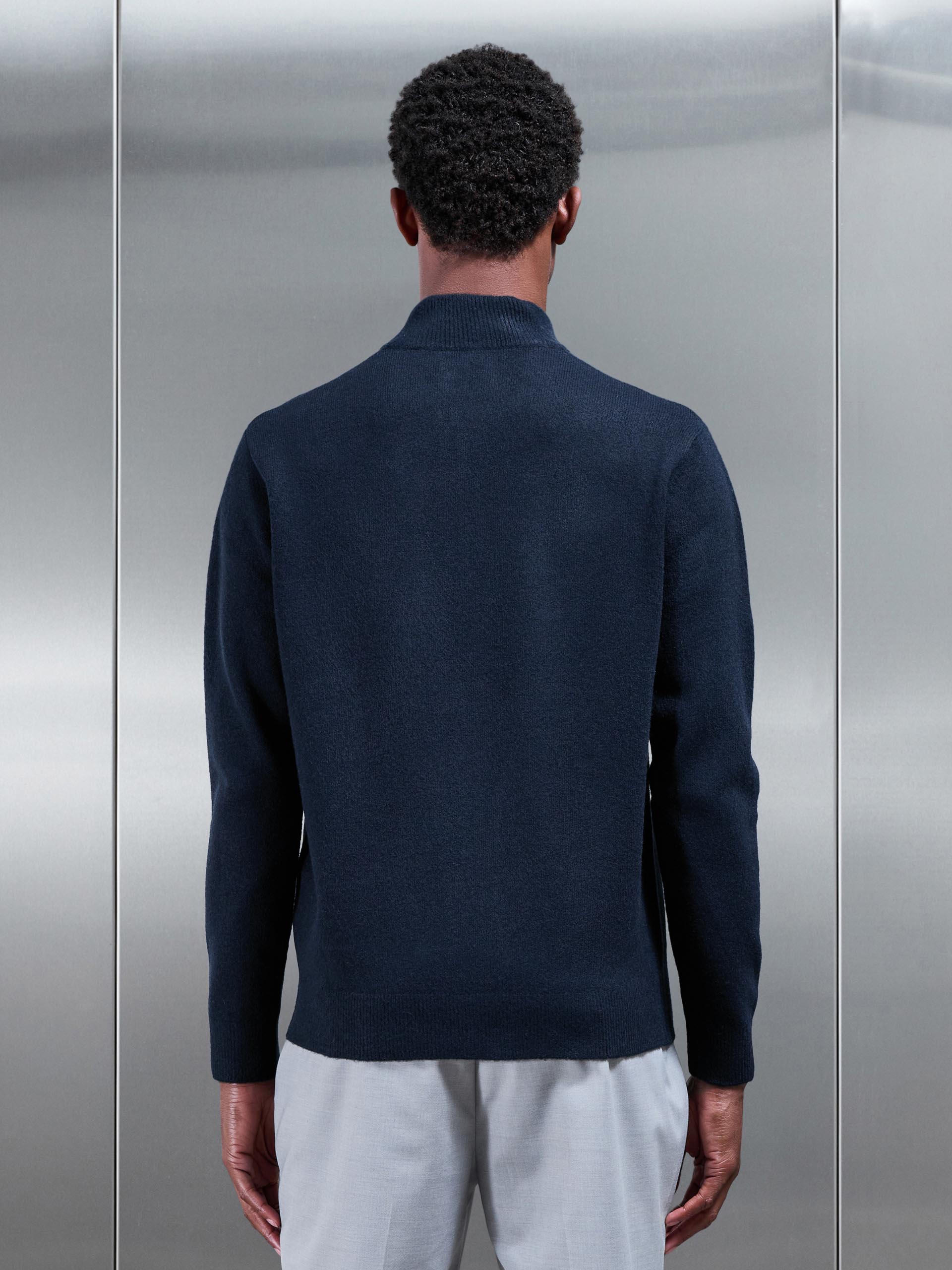 Mens Chunky Wool Half Zip in Navy