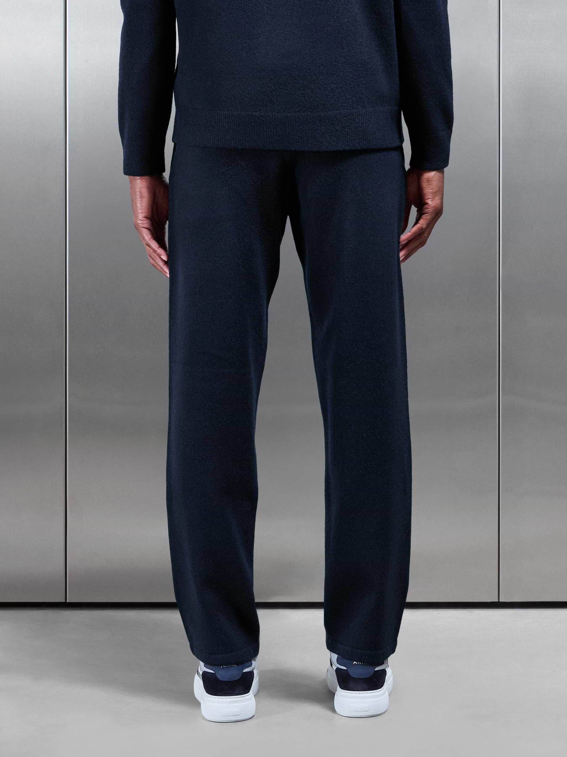 Chunky Wool Straight Leg Jogger in Navy