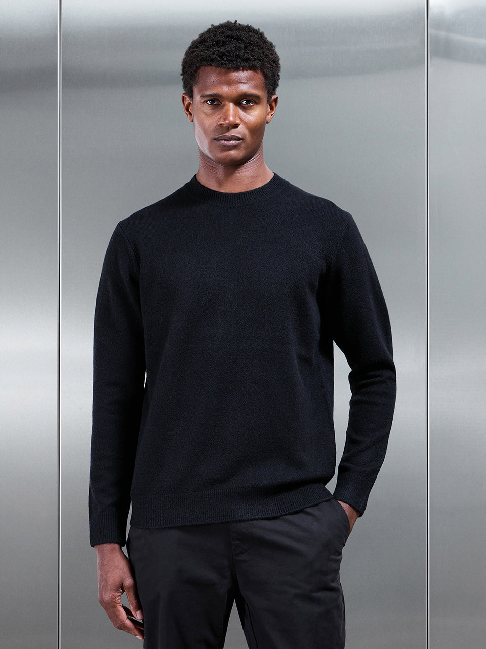 Mens Chunky Wool Sweatshirt in Black