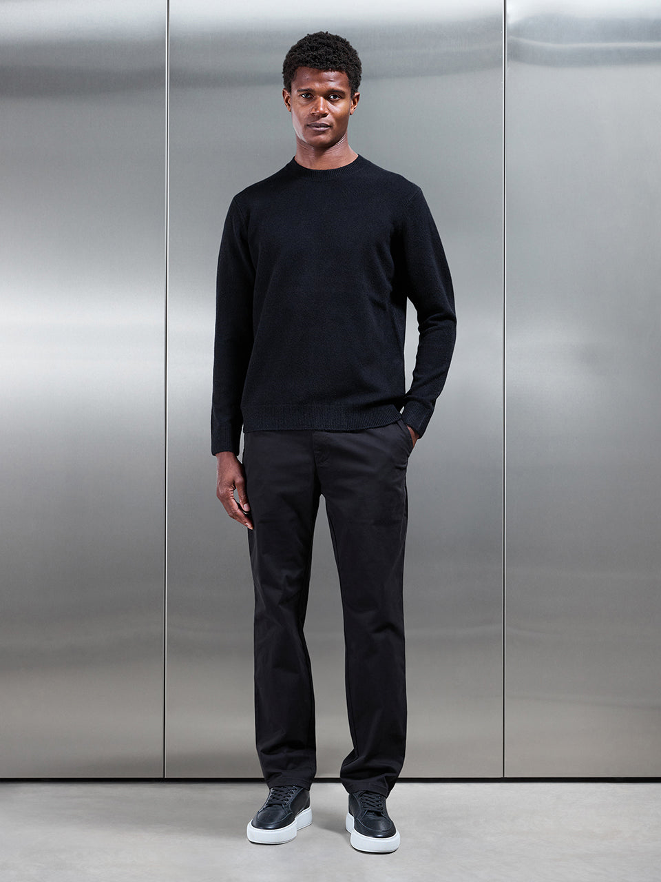 Mens Chunky Wool Sweatshirt in Black