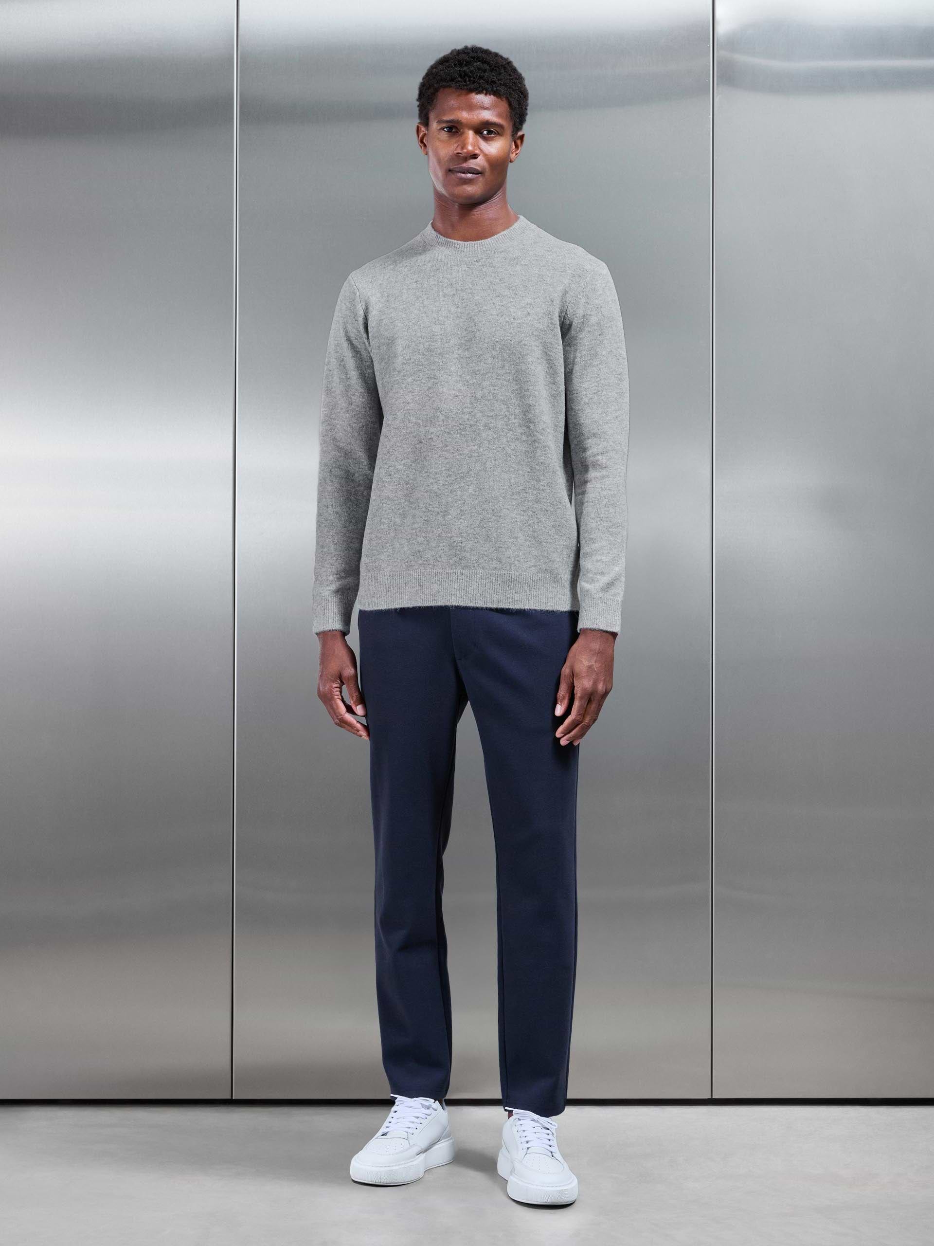 Mens Chunky Wool Sweatshirt in Marl Grey