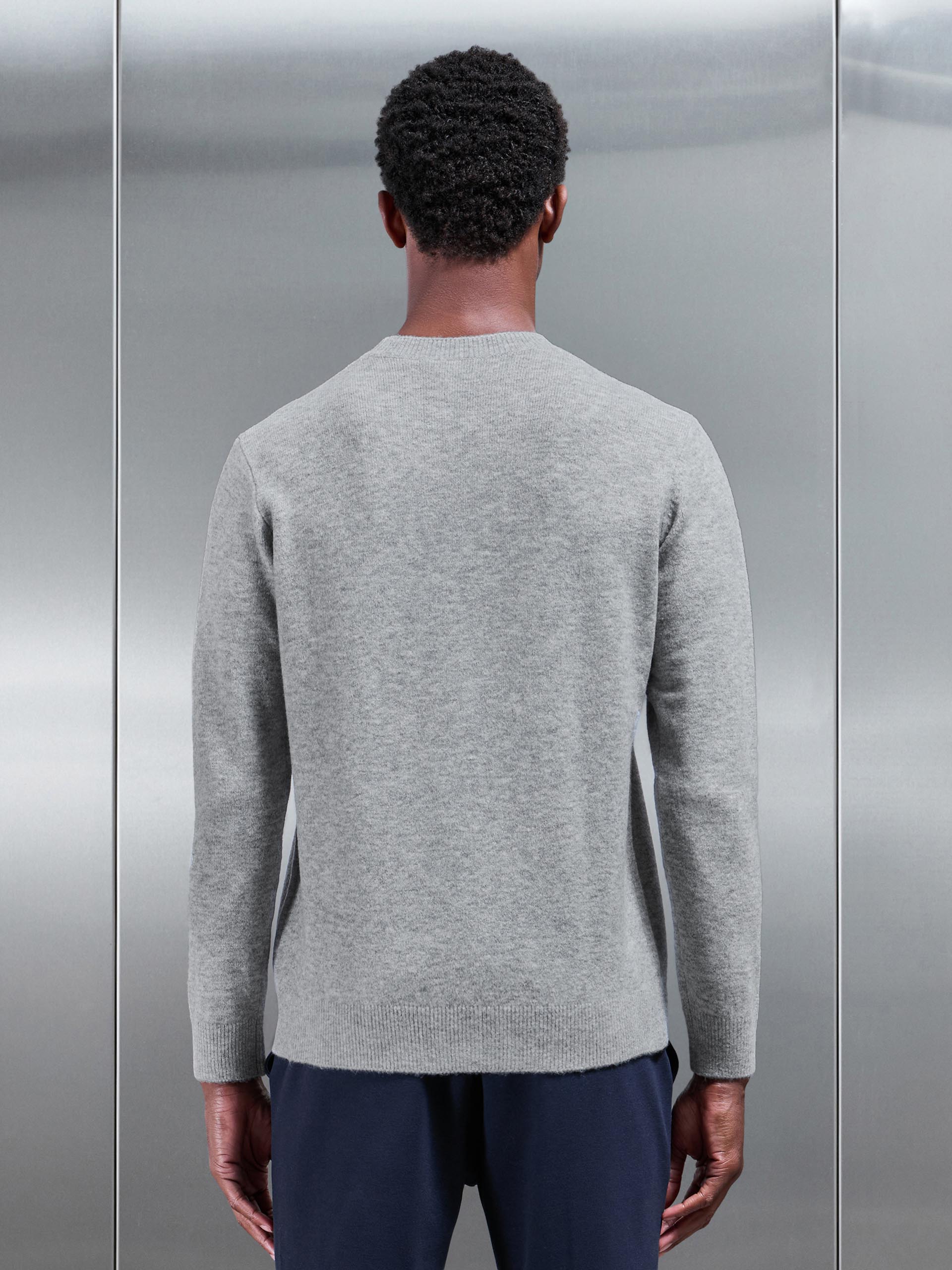 Mens Chunky Wool Sweatshirt in Marl Grey