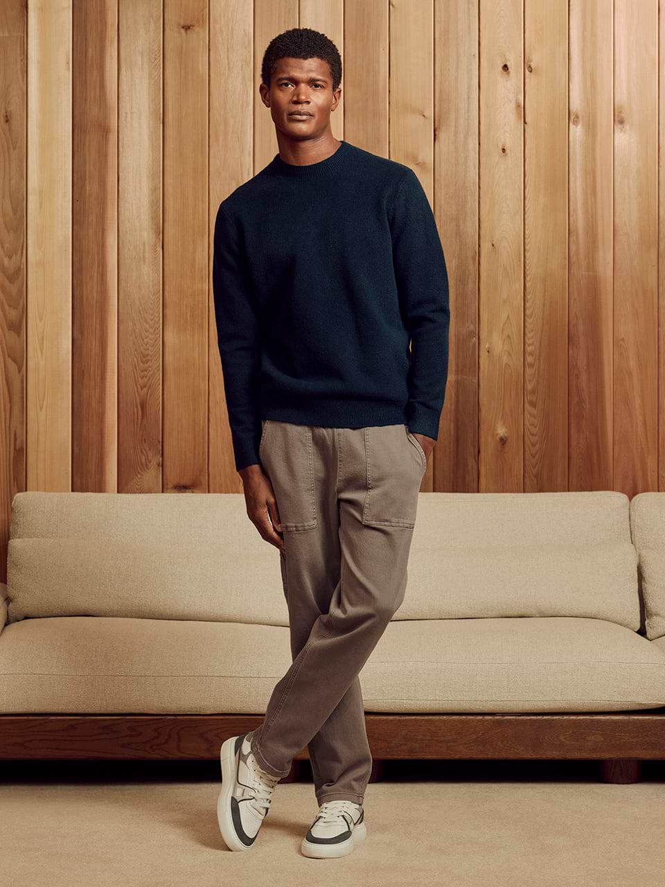Mens Chunky Wool Sweatshirt in Navy