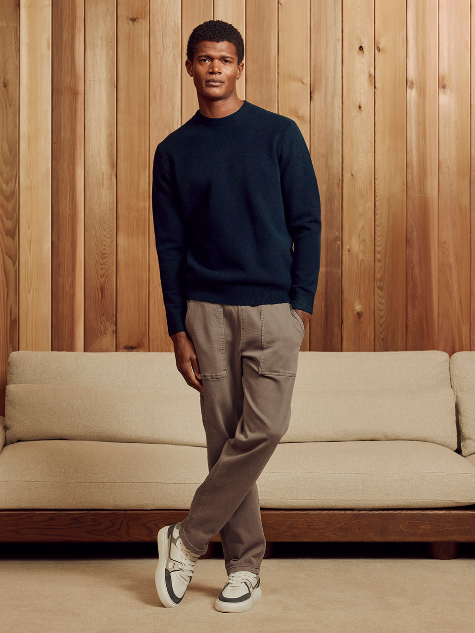 Mens Chunky Wool Sweatshirt in Navy