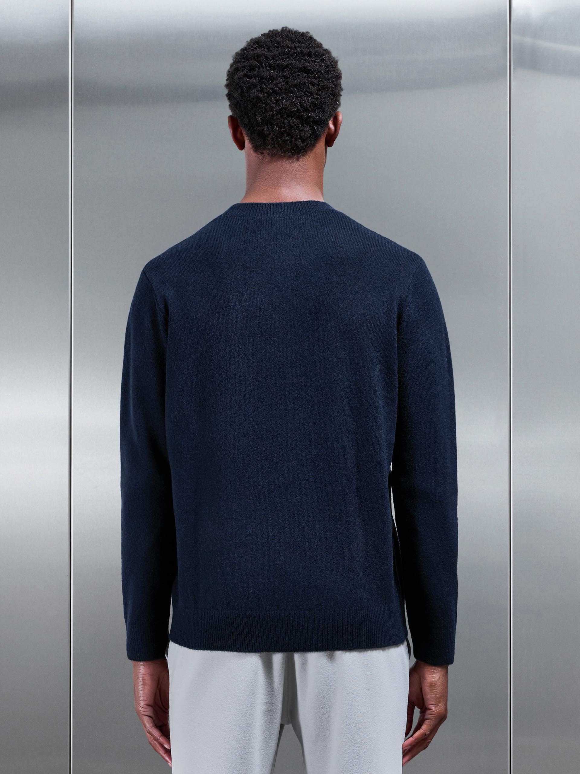 Mens Chunky Wool Sweatshirt in Navy